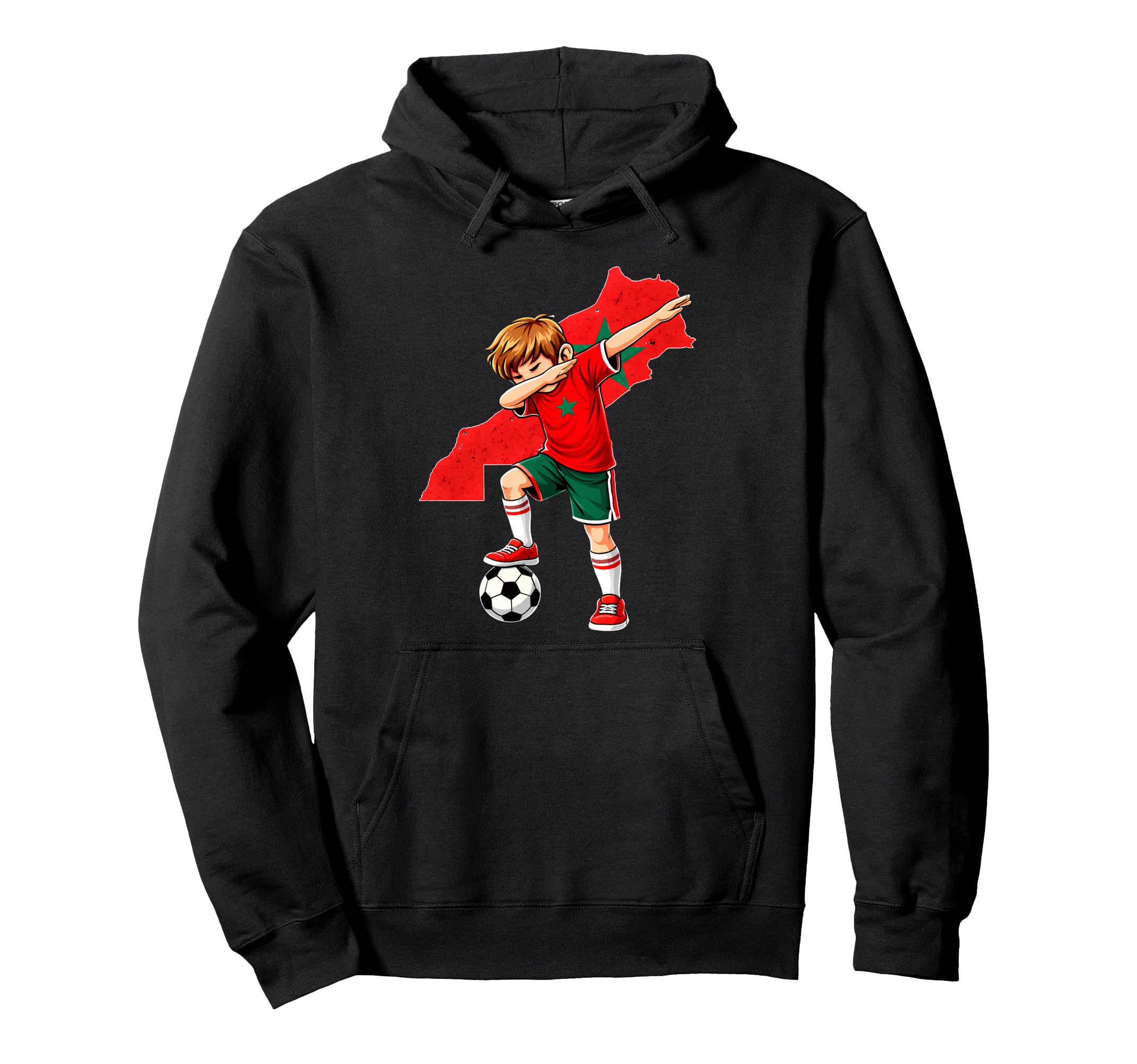 Dabbing Soccer Morocco Jersey Moroccans Hoodie - Graphic Print Unisex - T-Shirt, Sweatshirt, Hoodie