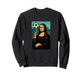 Mona Lisa Loves Soccer Spinning Ball Sweatshirt - Aesthetic Graphic Unisex - T-Shirt, Sweatshirt, Hoodie
