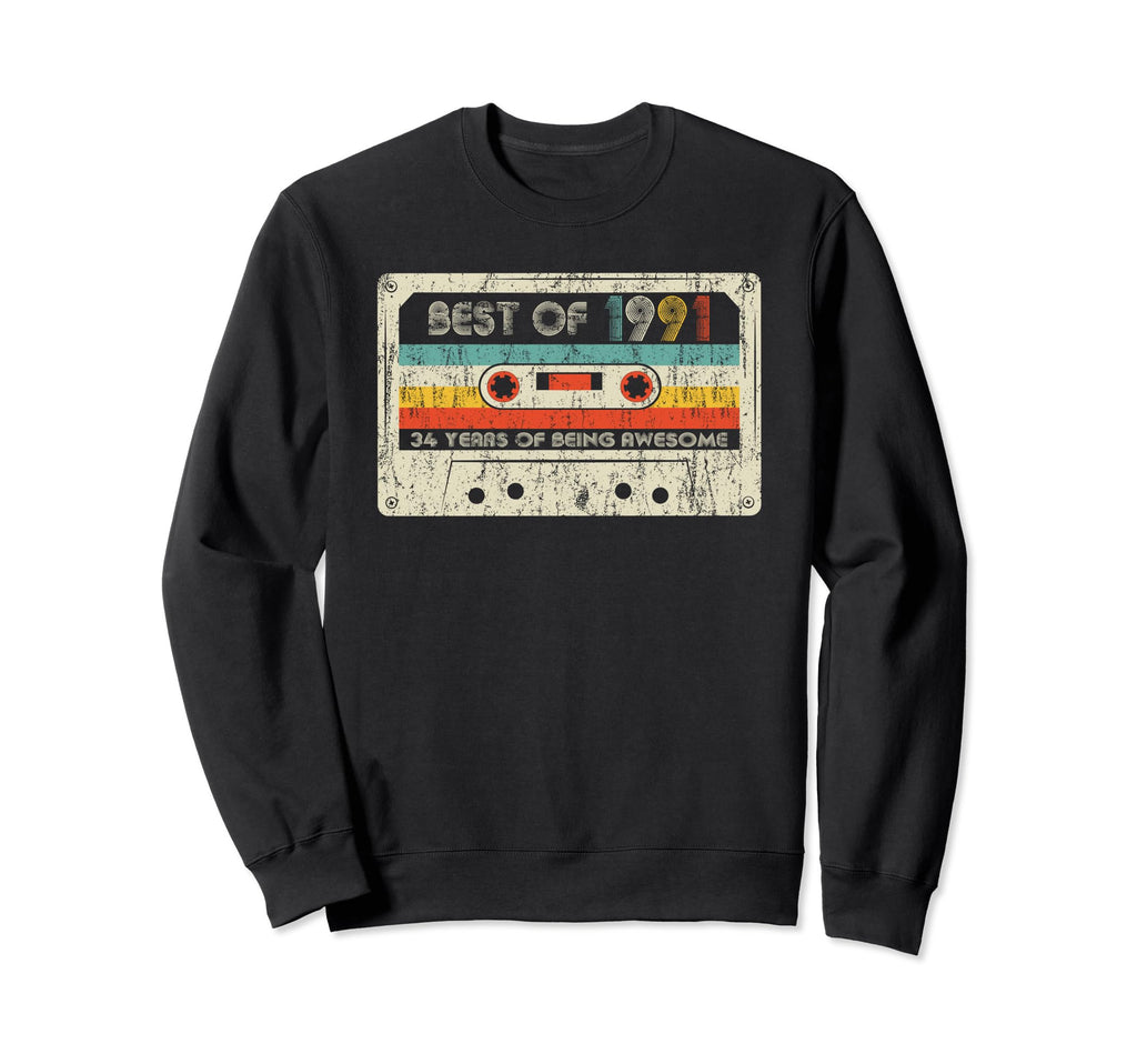 Best 1991 Birthday 1991 Cassette Sweatshirt - Streetwear Style for Adults - T-Shirt, Sweatshirt, Hoodie