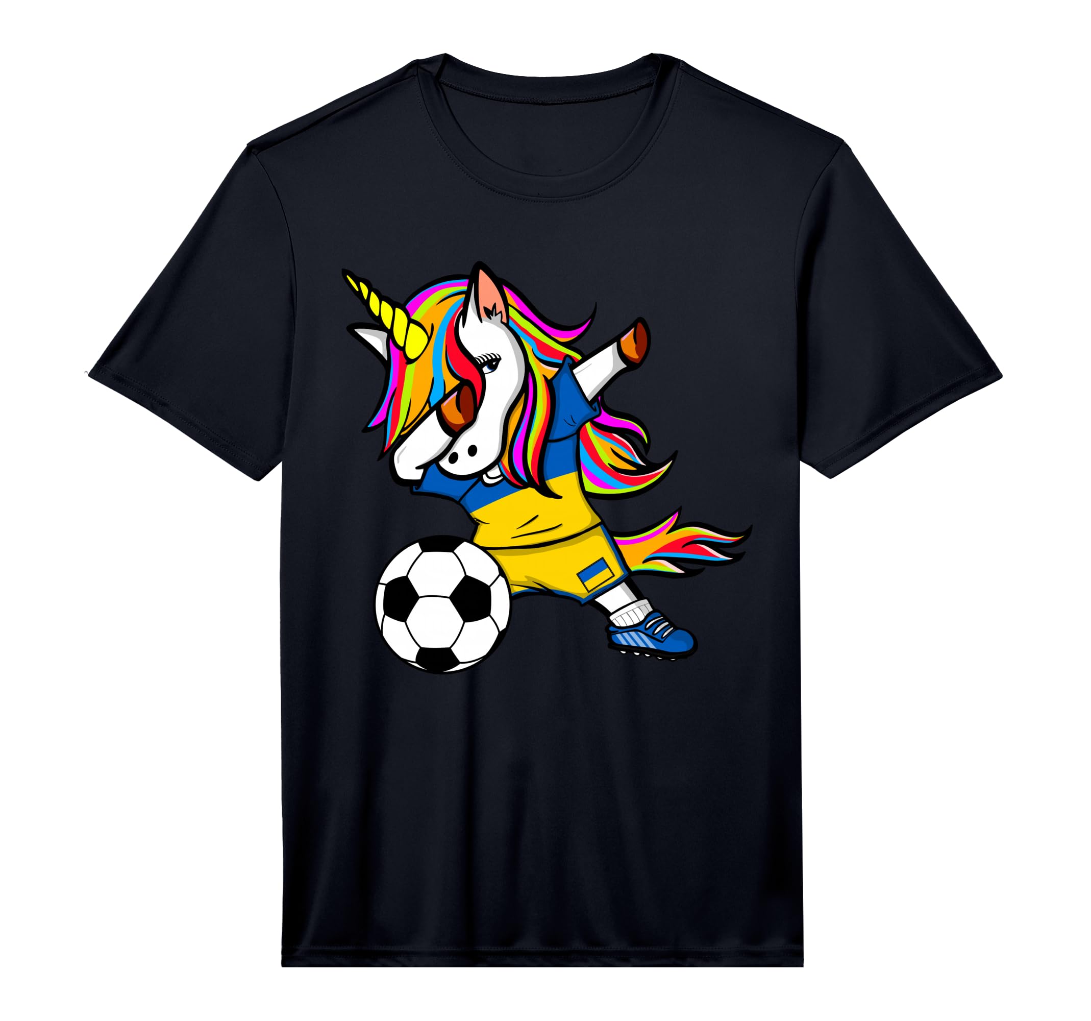 Dabbing Unicorn Ukraine Football T-Shirt - Minimalist Print for Adults - T-Shirt, Sweatshirt, Hoodie