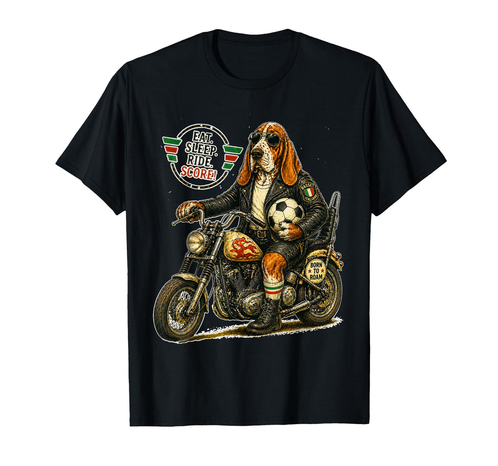 Basset Hound Ride Motorbike Love T-Shirt - Trendy Graphic for Adults - T-Shirt, Sweatshirt, Hoodie
