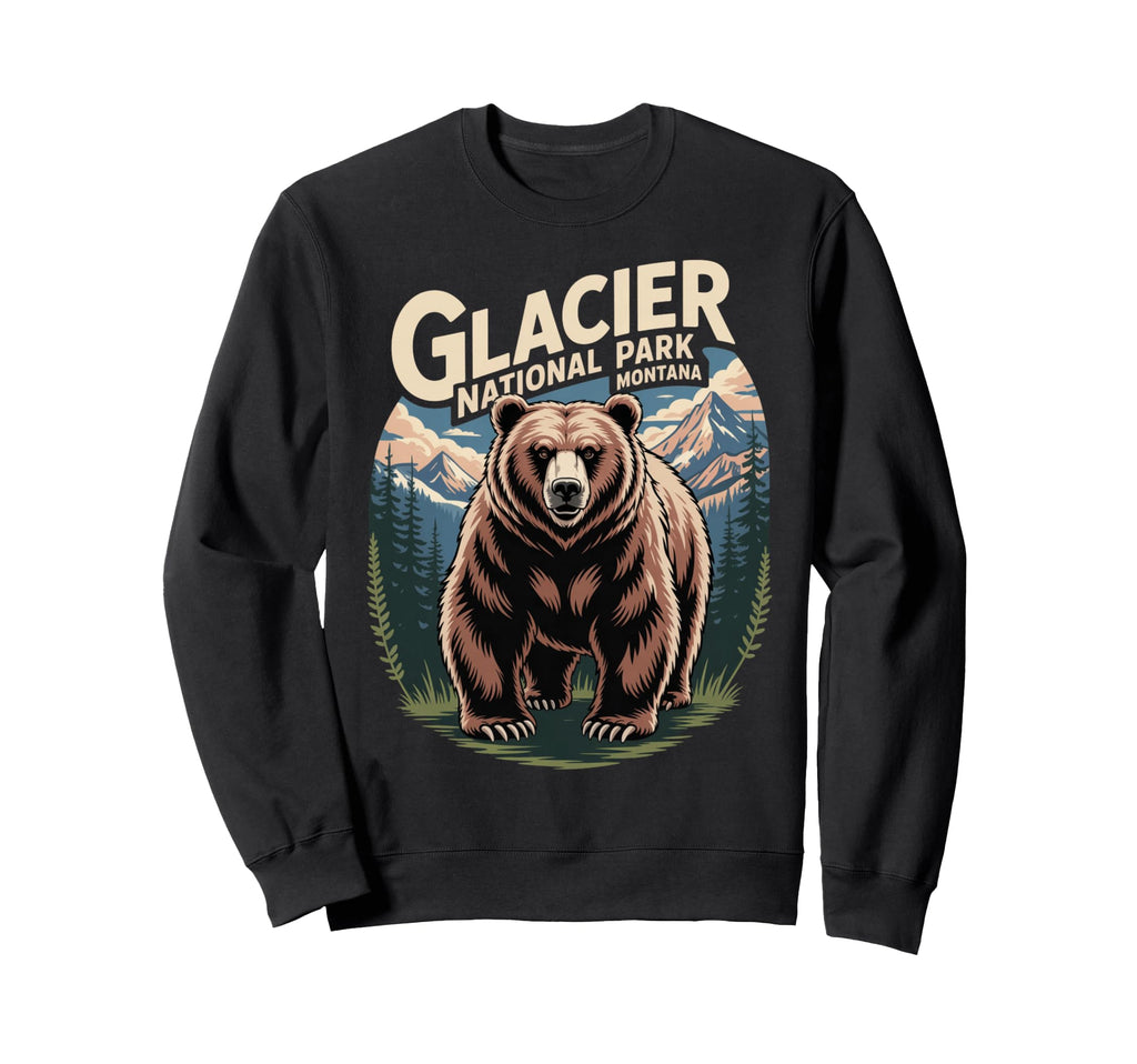 Glacier National Park Bear Travel Sweatshirt - Custom Art Print for Adults - T-Shirt, Sweatshirt, Hoodie