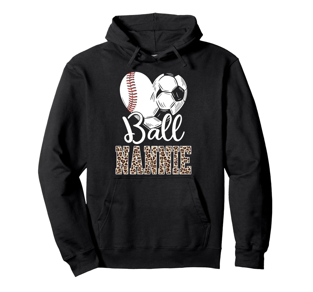 Ball Nannie Heart Baseball Soccer Hoodie - Minimalist Print Men Women - T-Shirt, Sweatshirt, Hoodie