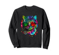 Hippie Cat Tie Dye Peace Sign 60S Sweatshirt - Minimalist Print for Adults - T-Shirt, Sweatshirt, Hoodie
