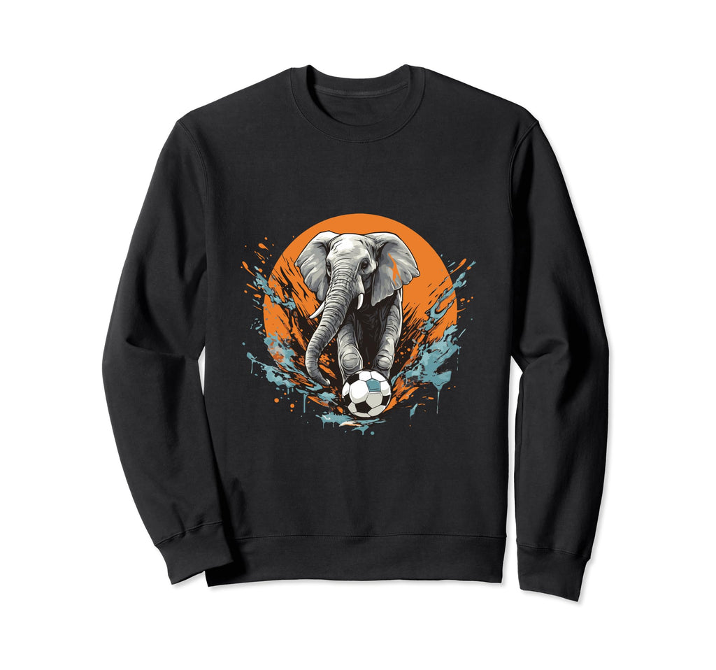 Elephant Playing Soccer Funny Animal Sweatshirt - Novelty Apparel Men Women - T-Shirt, Sweatshirt, Hoodie