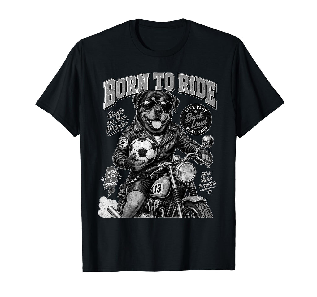 Rottweiler Ride Motorbike Love T-Shirt - Custom Art Print Men Women - T-Shirt, Sweatshirt, Hoodie