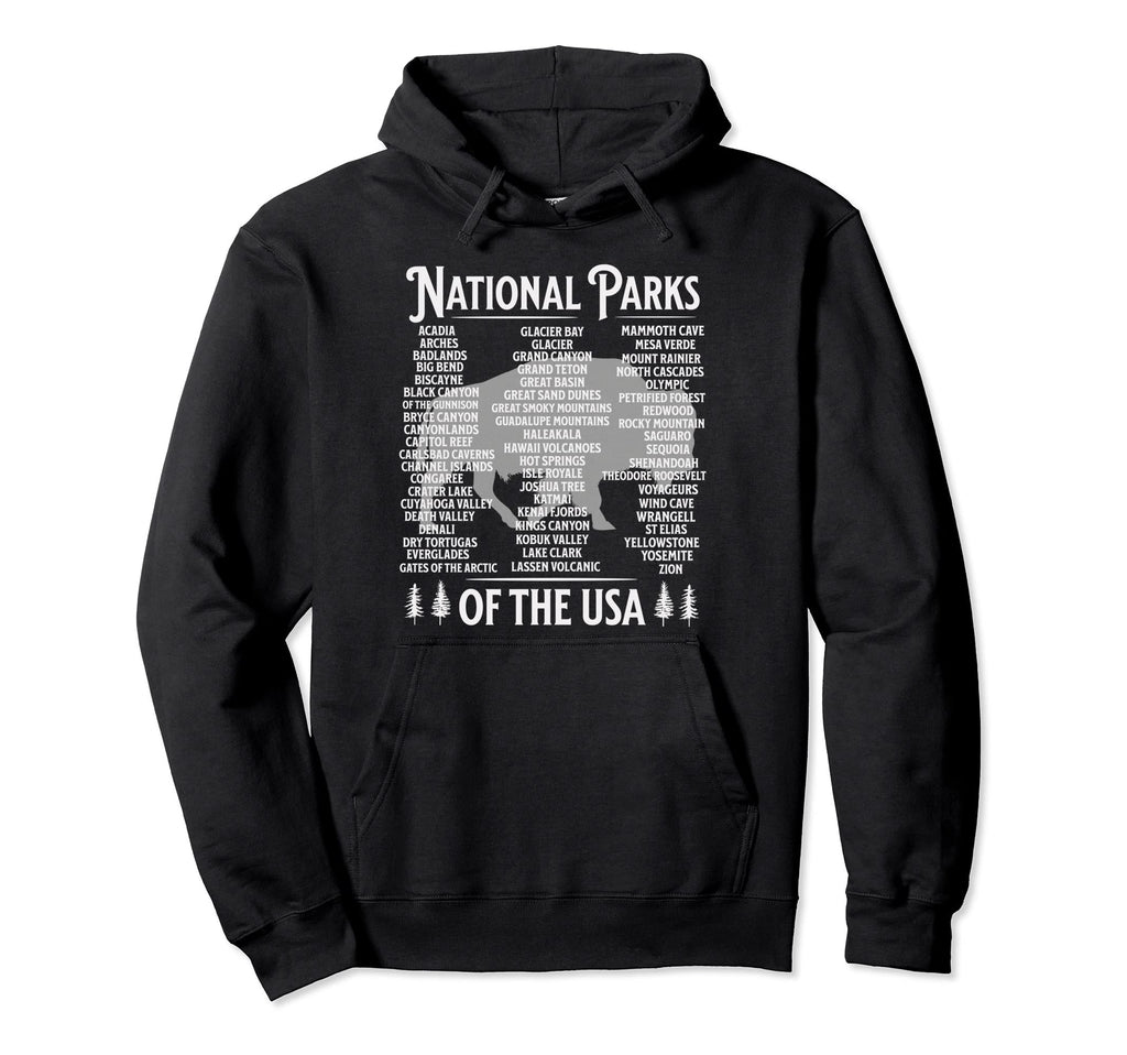 National Parks Buffalo Hiking Travel Hoodie - Aesthetic Graphic Unisex - T-Shirt, Sweatshirt, Hoodie