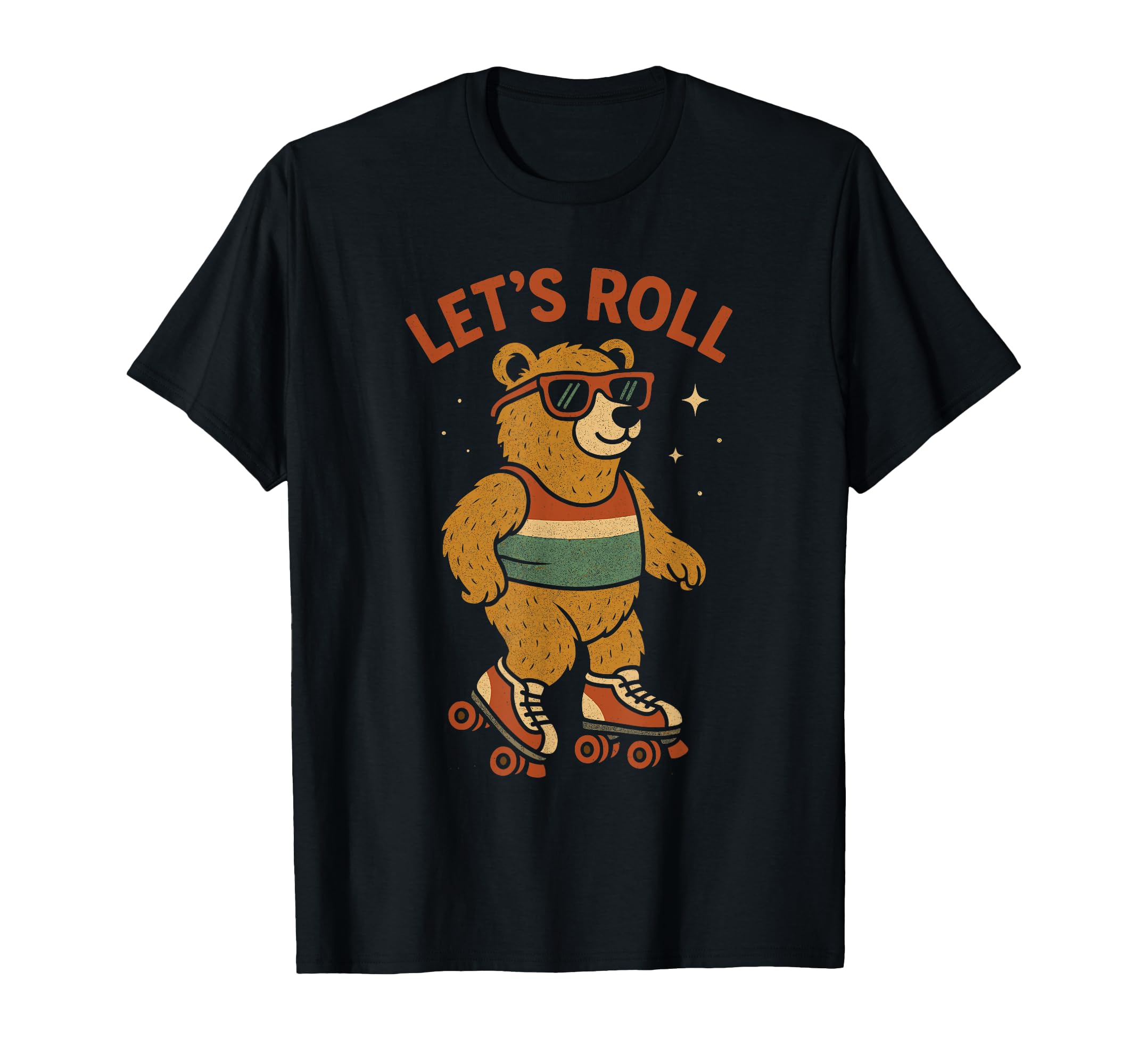 Bear Roller Skates Lets Roll Comic Book T-Shirt - Graphic Print Unisex - T-Shirt, Sweatshirt, Hoodie