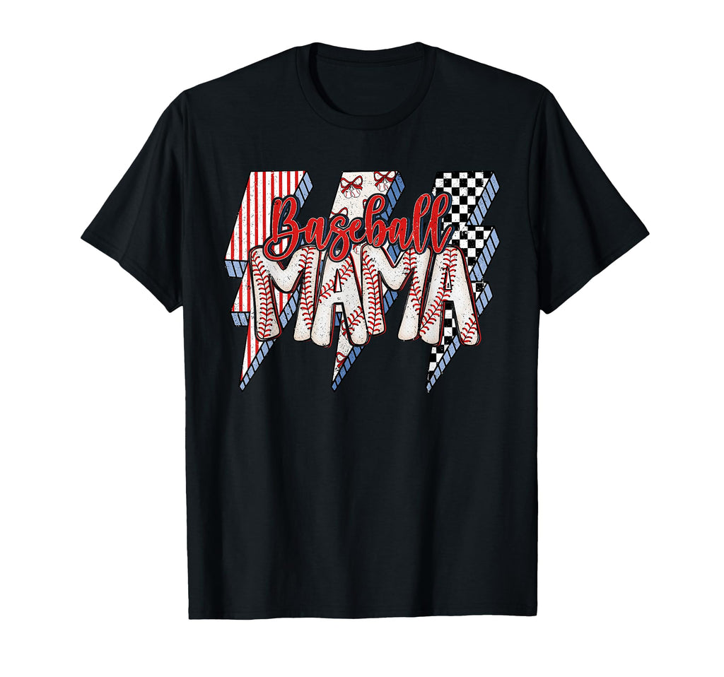 Baseball Mama Lightning Game Day Trendy T-Shirt - Custom Art Print Unisex - T-Shirt, Sweatshirt, Hoodie