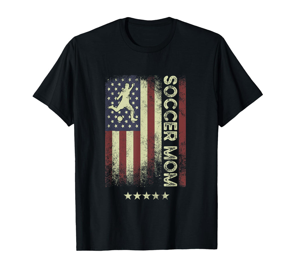Usa American Flag Soccer Mom T-Shirt - Casual Everyday Wear Unisex - T-Shirt, Sweatshirt, Hoodie