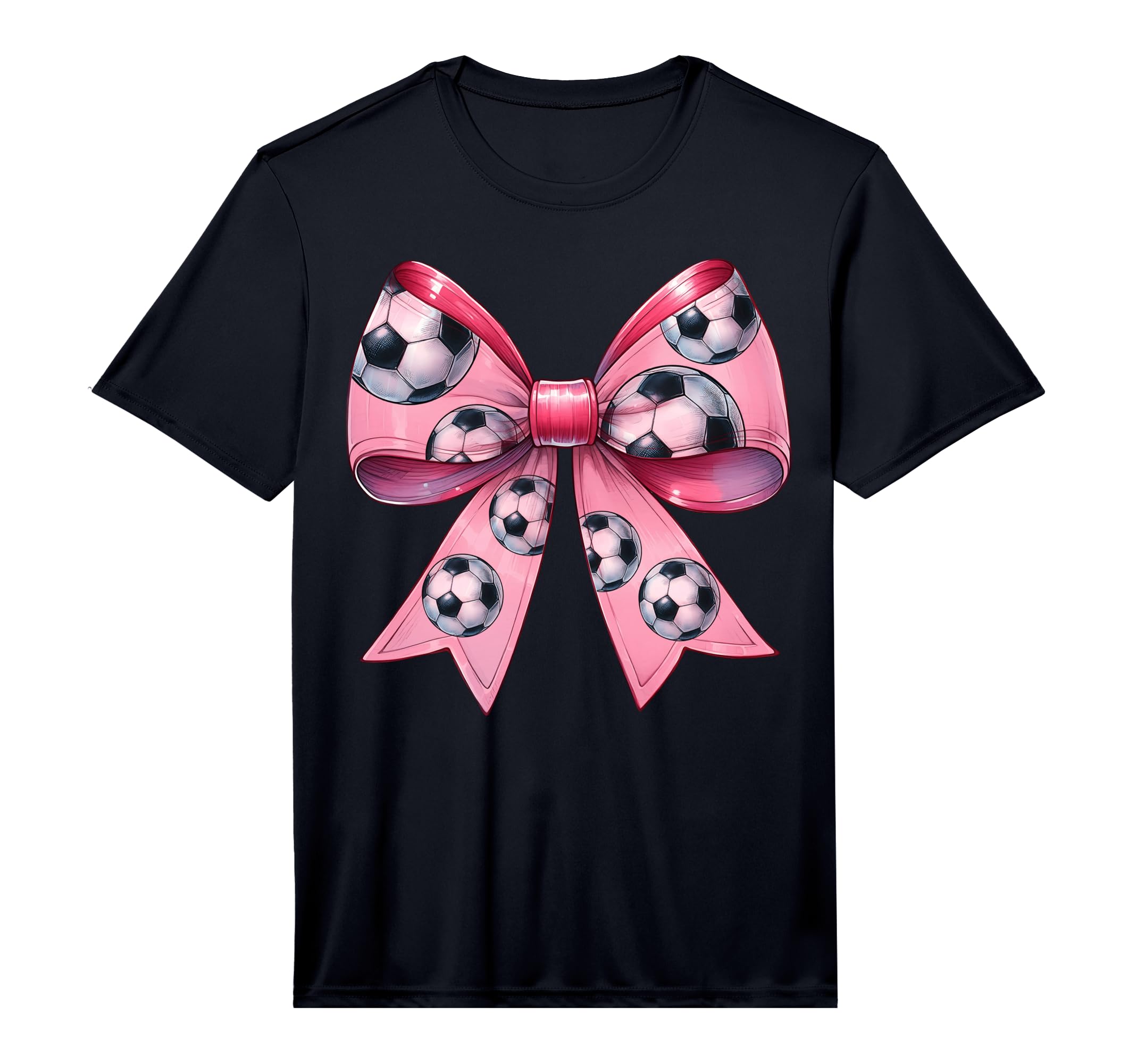 Coquette Bow Soccer Ball Pattern T-Shirt - Casual Everyday Wear for Adults - T-Shirt, Sweatshirt, Hoodie