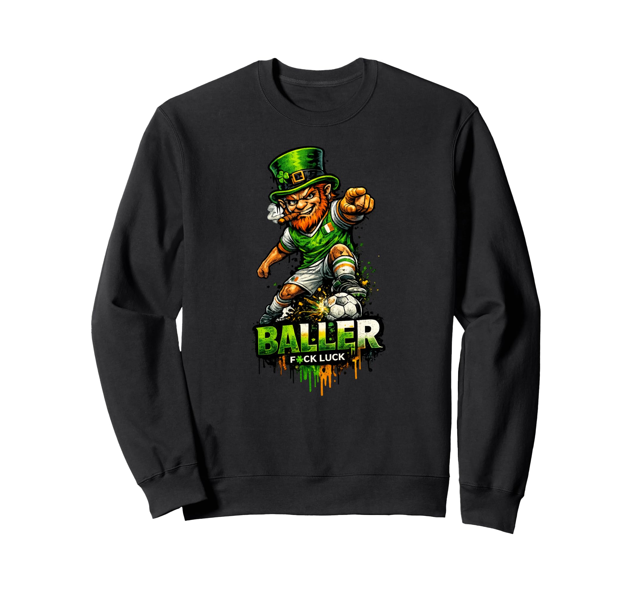 Soccer Leprechaun St Patricks Irish Sweatshirt - Trendy Graphic Unisex - T-Shirt, Sweatshirt, Hoodie