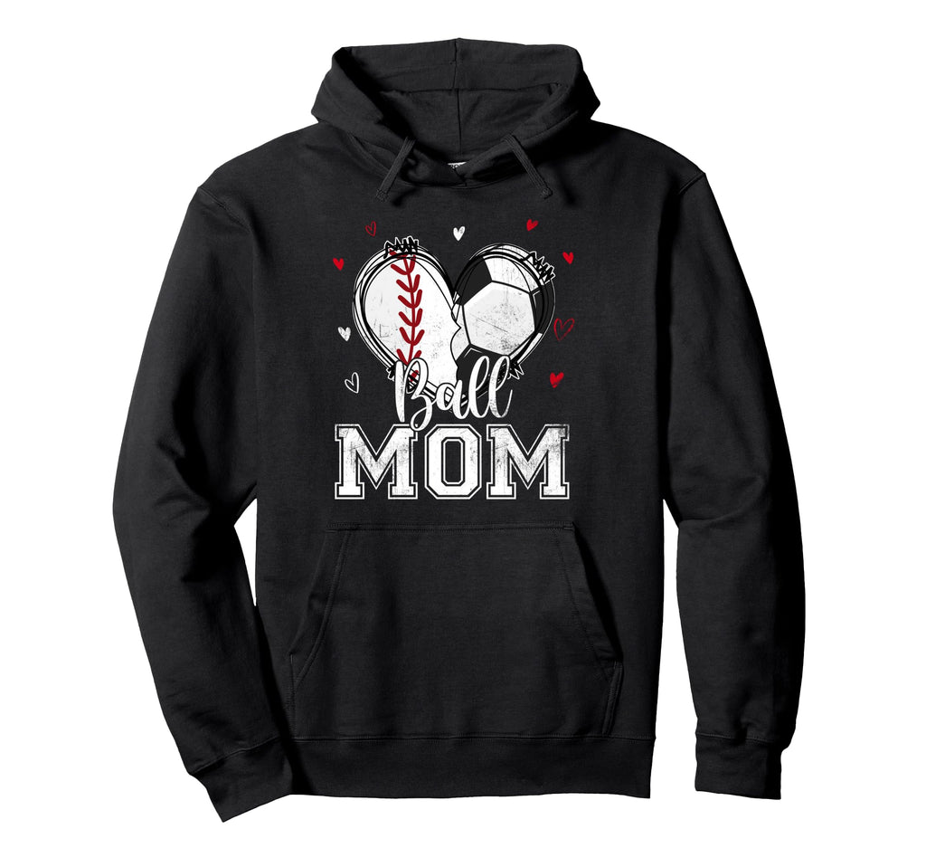 Ball Mom Baseball Soccer Heart Nana Hoodie - Unique Graphic for Adults - T-Shirt, Sweatshirt, Hoodie