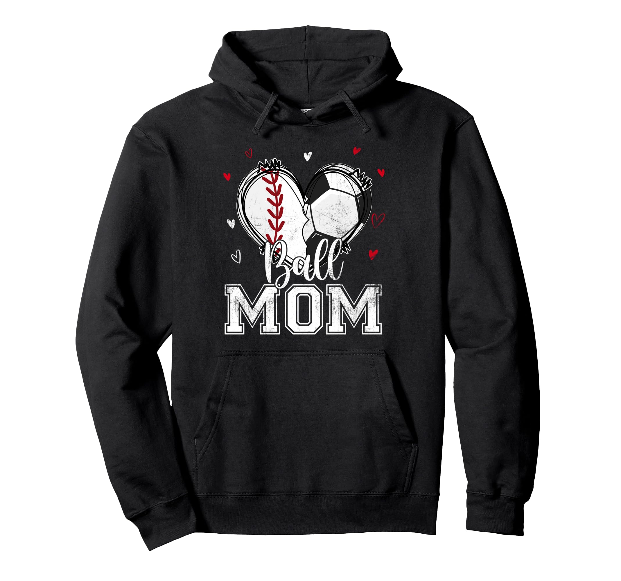 Ball Mom Baseball Soccer Heart Nana Hoodie - Unique Graphic for Adults - T-Shirt, Sweatshirt, Hoodie