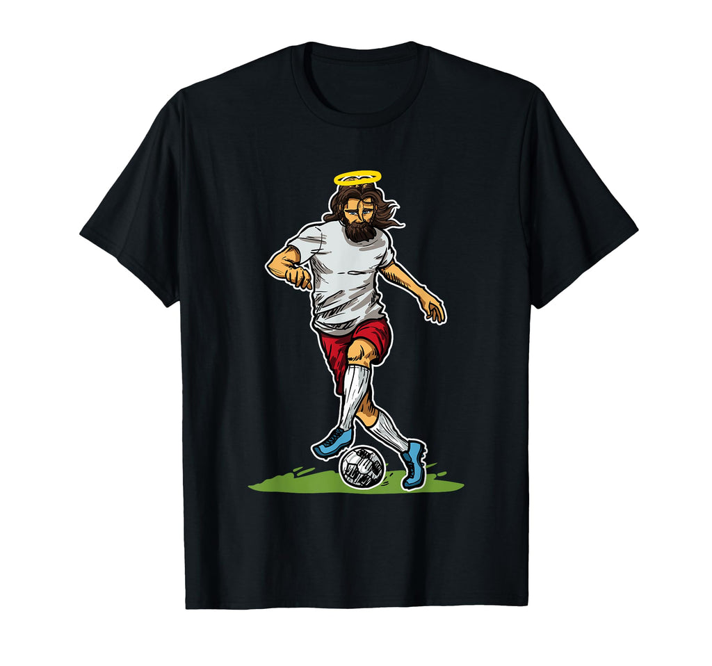 Jesus Dribbles Ball Football Soccer Player T-Shirt - Trendy Graphic Unisex - T-Shirt, Sweatshirt, Hoodie