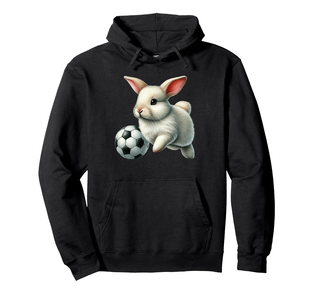 Bunny Rabbit Playing Soccer Football Hoodie - Minimalist Print Unisex - T-Shirt, Sweatshirt, Hoodie