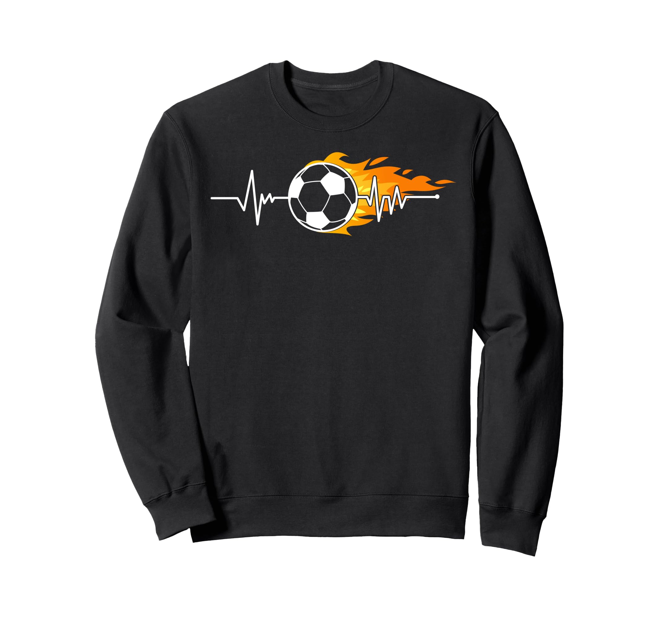 Soccer Heartbeat Pulse Flaming Sweatshirt - Casual Everyday Wear Unisex - T-Shirt, Sweatshirt, Hoodie