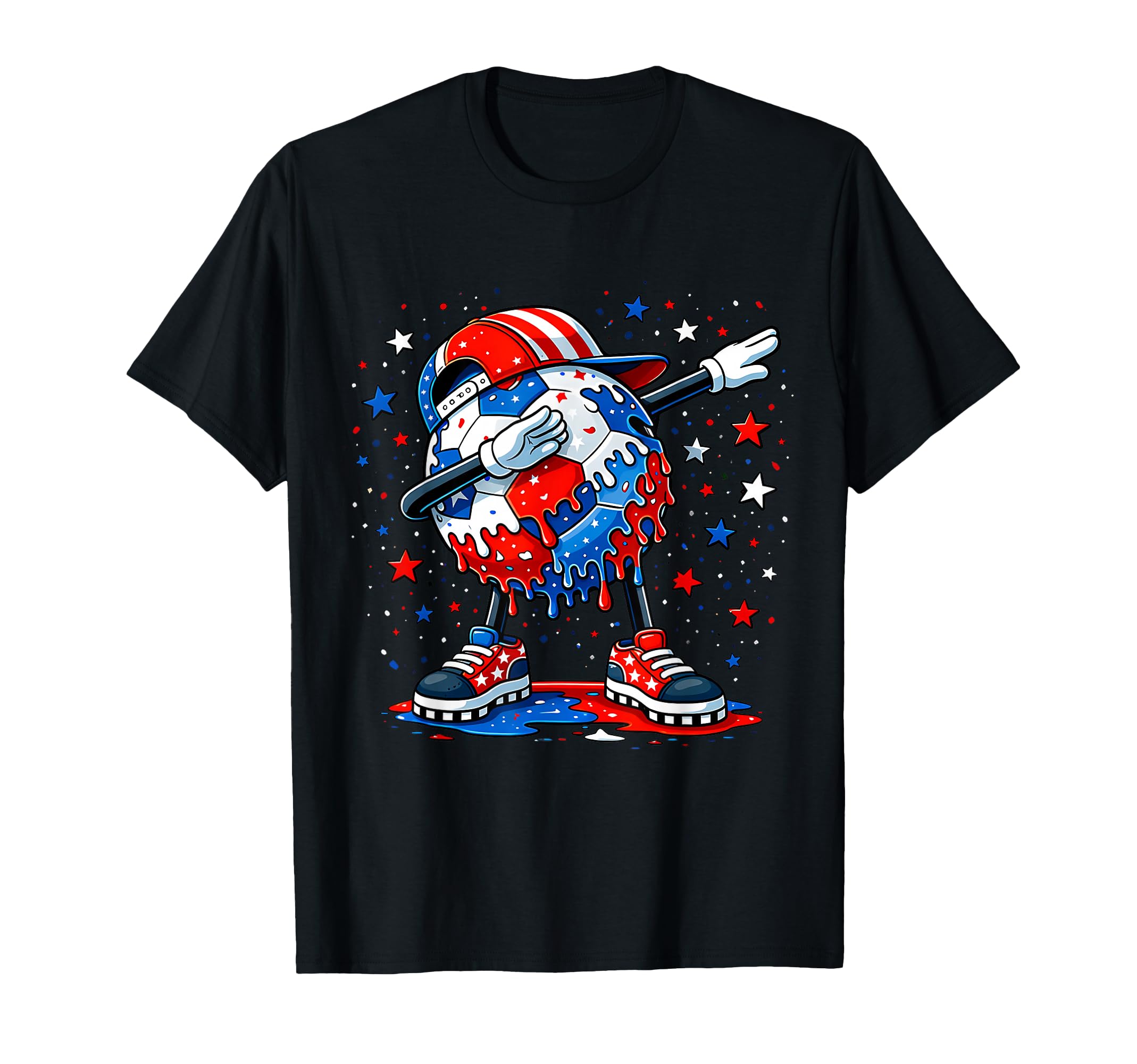 Soccer Ball Dabbing Usa Flag 250 T-Shirt - Casual Everyday Wear Men Women - T-Shirt, Sweatshirt, Hoodie