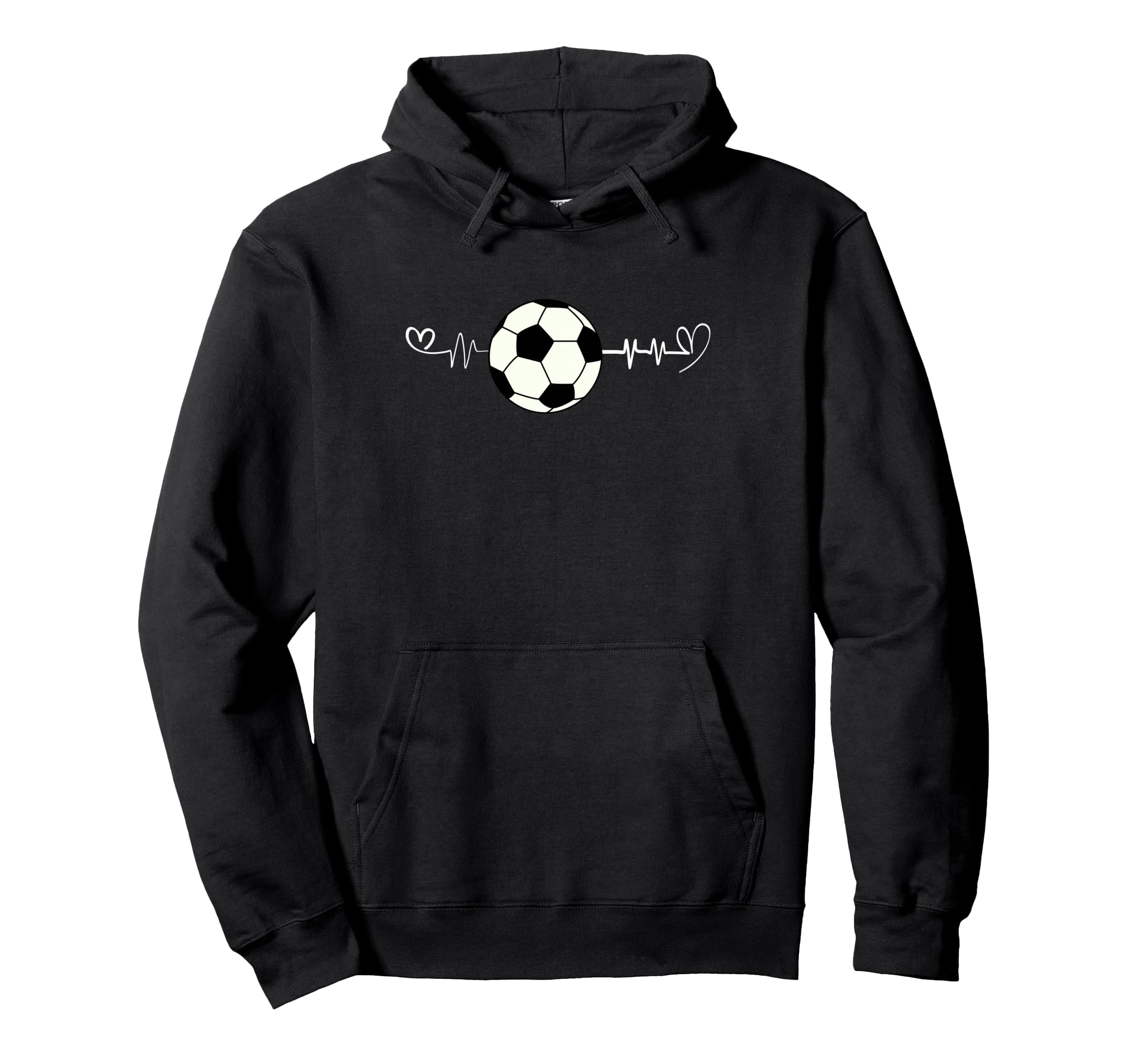 Funny Soccer Heartbeat Hilarious Hoodie - Fun Novelty Design Men Women - T-Shirt, Sweatshirt, Hoodie