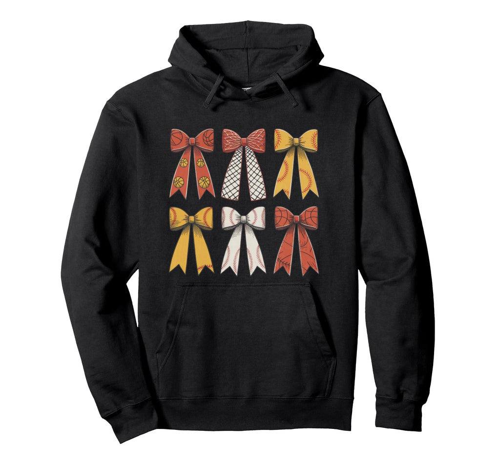 Baseball Coquette Basketball Bow Hoodie - Fun Novelty Design for Adults - T-Shirt, Sweatshirt, Hoodie