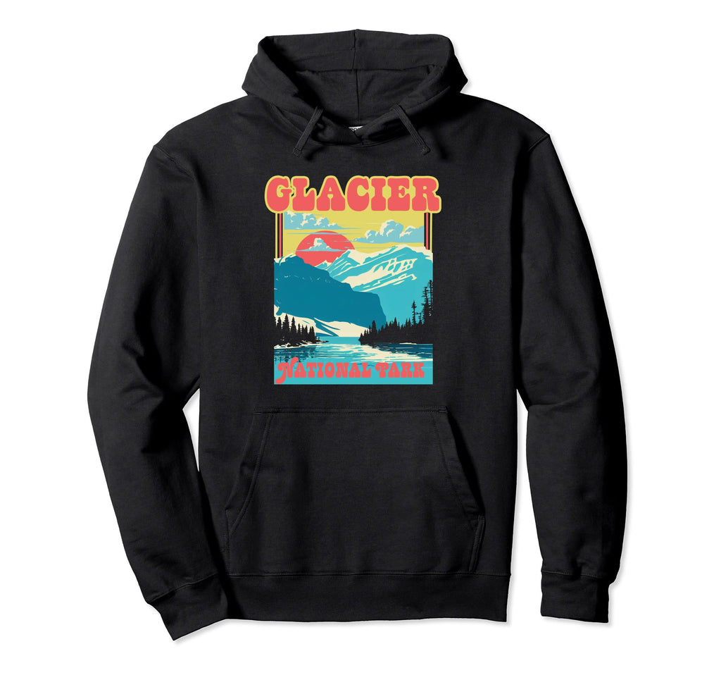 Glacier National Park Montana Hoodie - Minimalist Print for Adults - T-Shirt, Sweatshirt, Hoodie