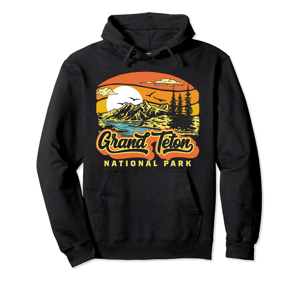 Grand Teton National Park 80S Hoodie - Casual Everyday Wear for Adults - T-Shirt, Sweatshirt, Hoodie
