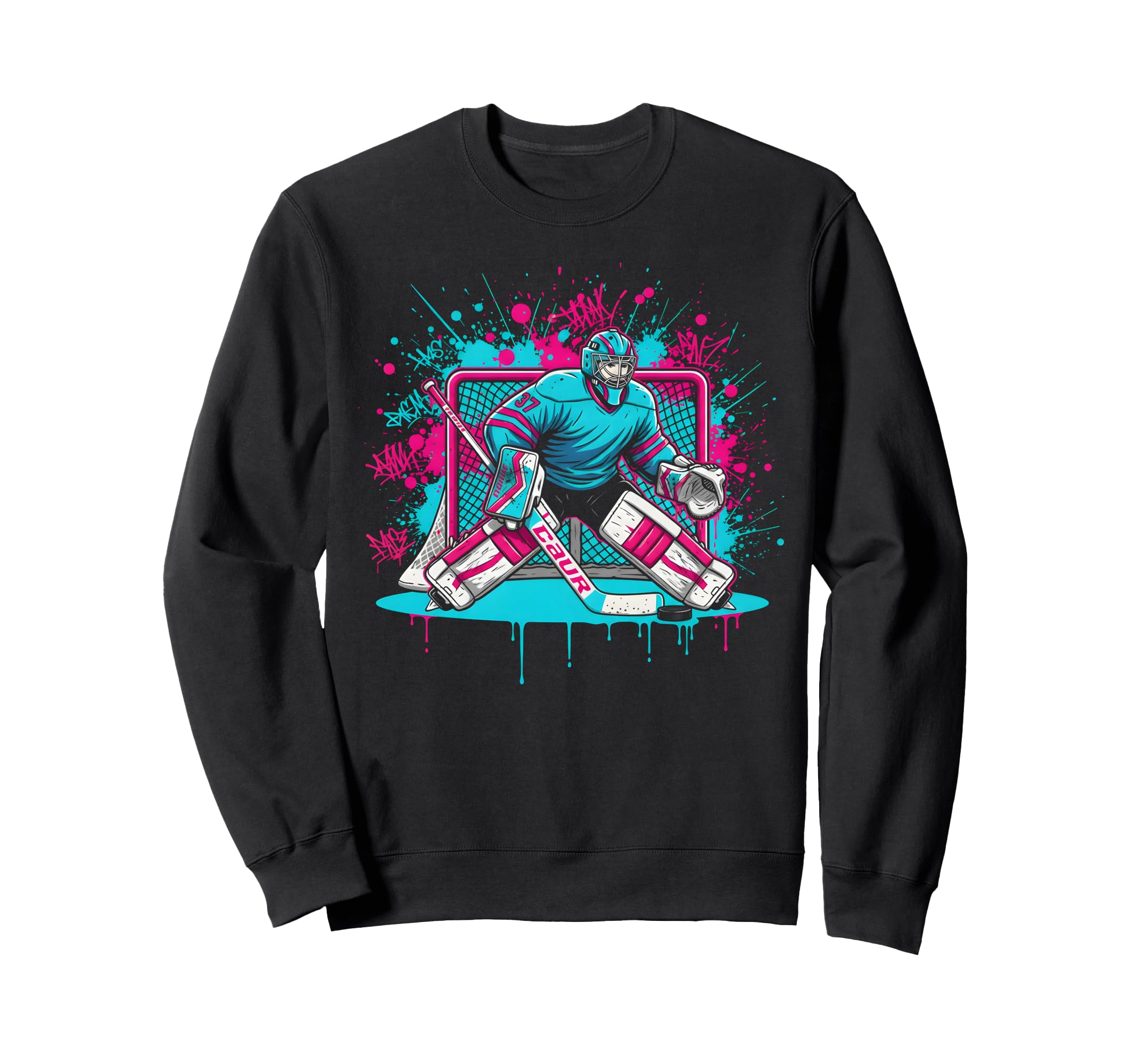 Ice Hockey Goalie Ice Cream Drip Sweatshirt - Minimalist Print Unisex - T-Shirt, Sweatshirt, Hoodie