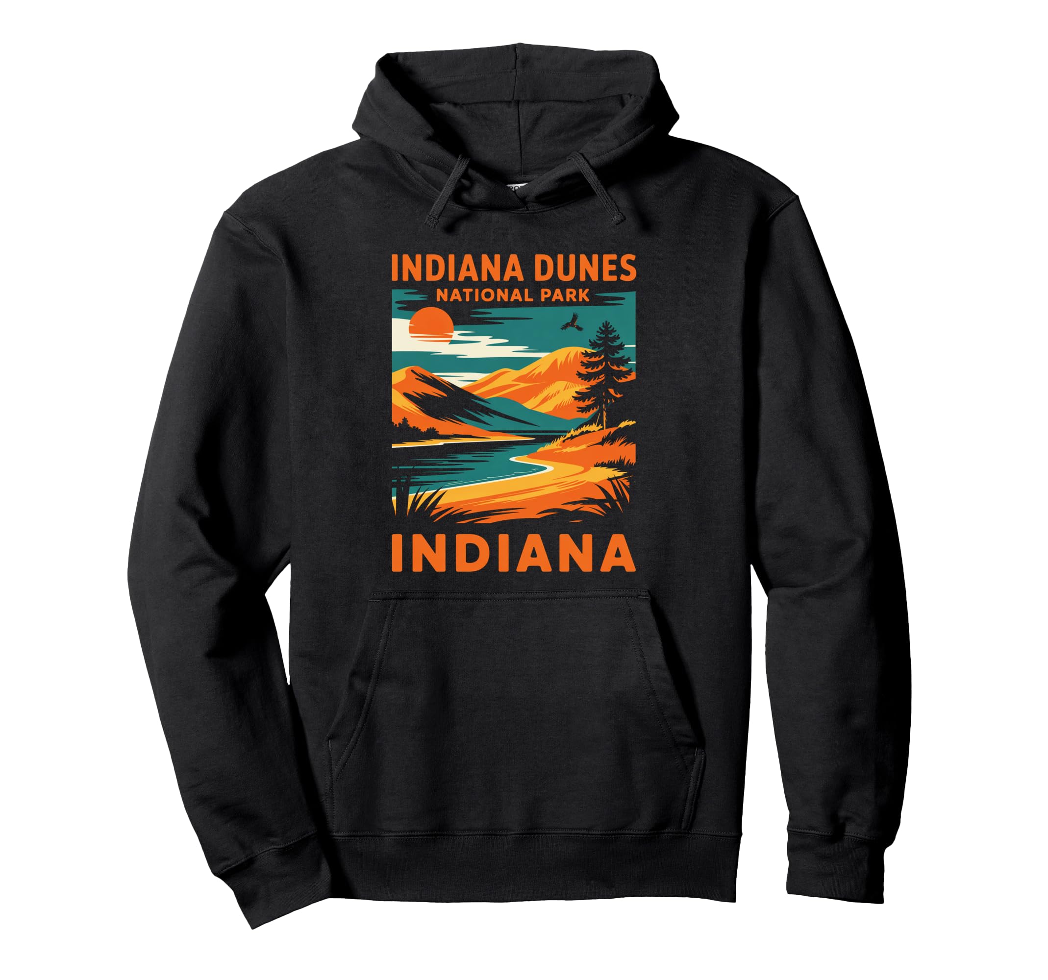 Indiana Dunes National Park Hike 70S Hoodie - Minimalist Print for Adults - T-Shirt, Sweatshirt, Hoodie