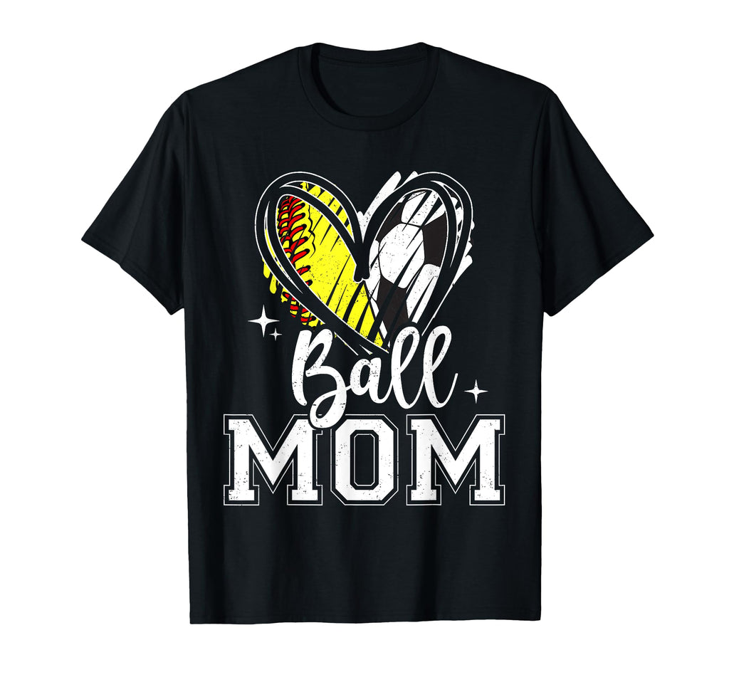 Ball Mom Heart Softball Soccer Ball Hoodie - Unique Graphic Unisex - T-Shirt, Sweatshirt, Hoodie