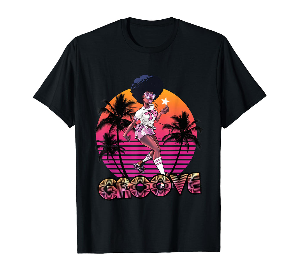 Afro Groove Roller Skates 80S 70S T-Shirt - Minimalist Print Men Women - T-Shirt, Sweatshirt, Hoodie