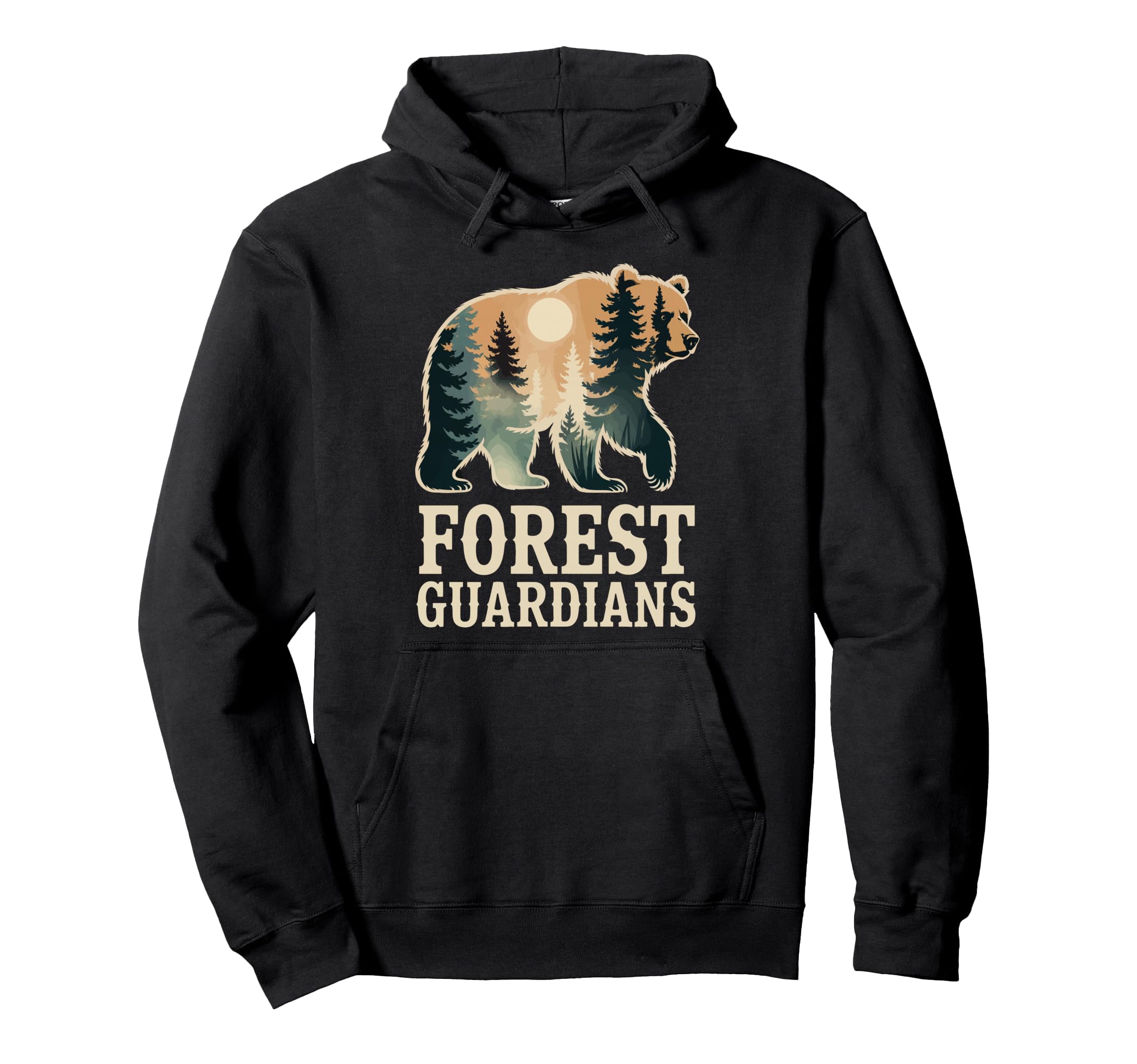 Forest Bear Outdoor Tree Nature Lover Hoodie - Aesthetic Graphic Men Women - T-Shirt, Sweatshirt, Hoodie
