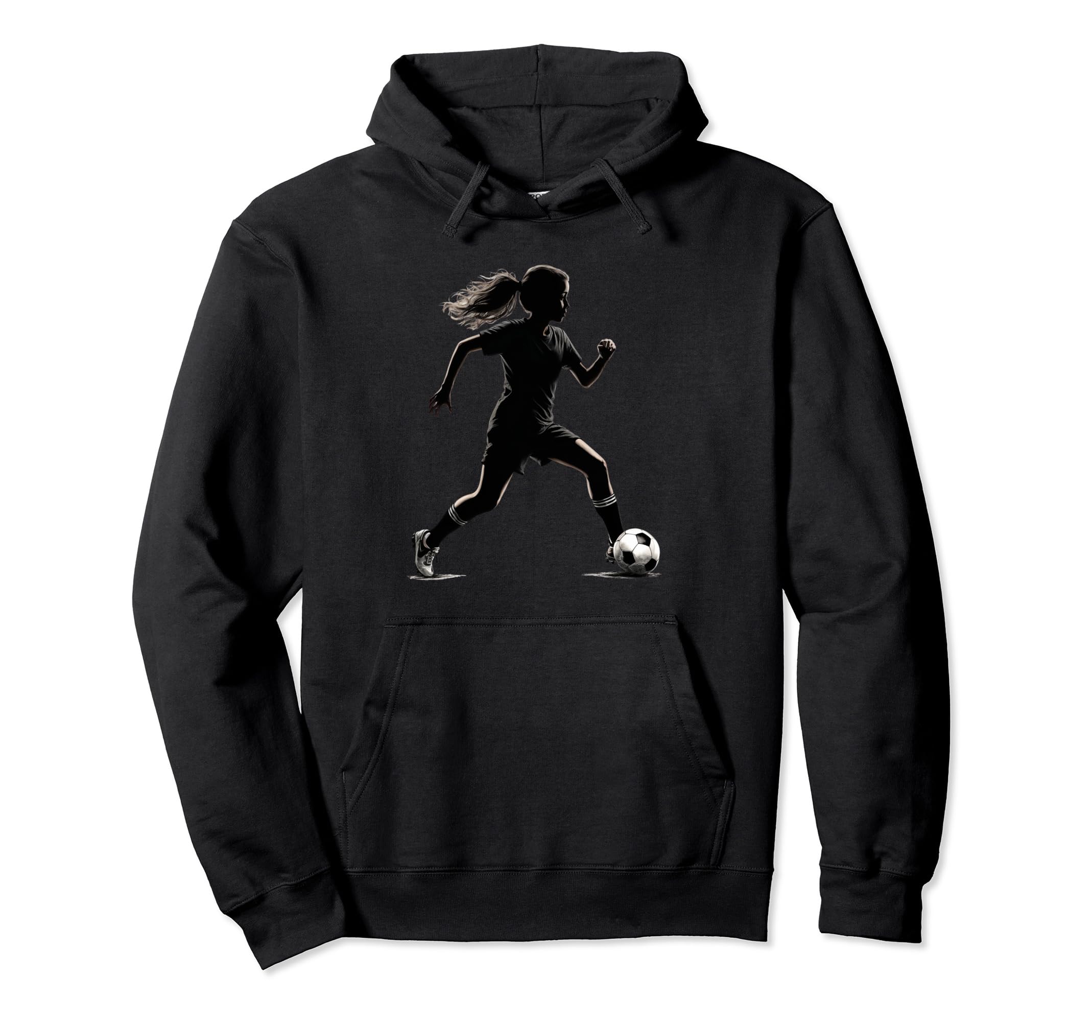 Soccer Player Silhouette Womens Soccer Hoodie - Trendy Graphic for Adults - T-Shirt, Sweatshirt, Hoodie