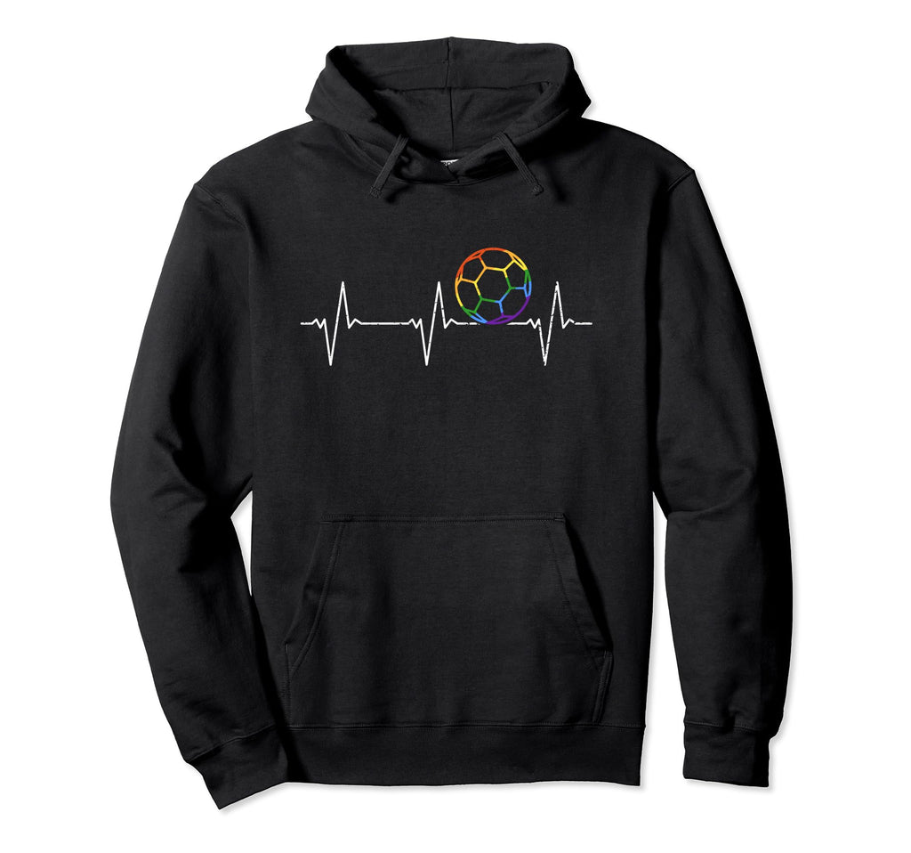 I Love Soccer Heartbeat Rainbow Flag Hoodie - Fun Novelty Design Unisex - T-Shirt, Sweatshirt, Hoodie