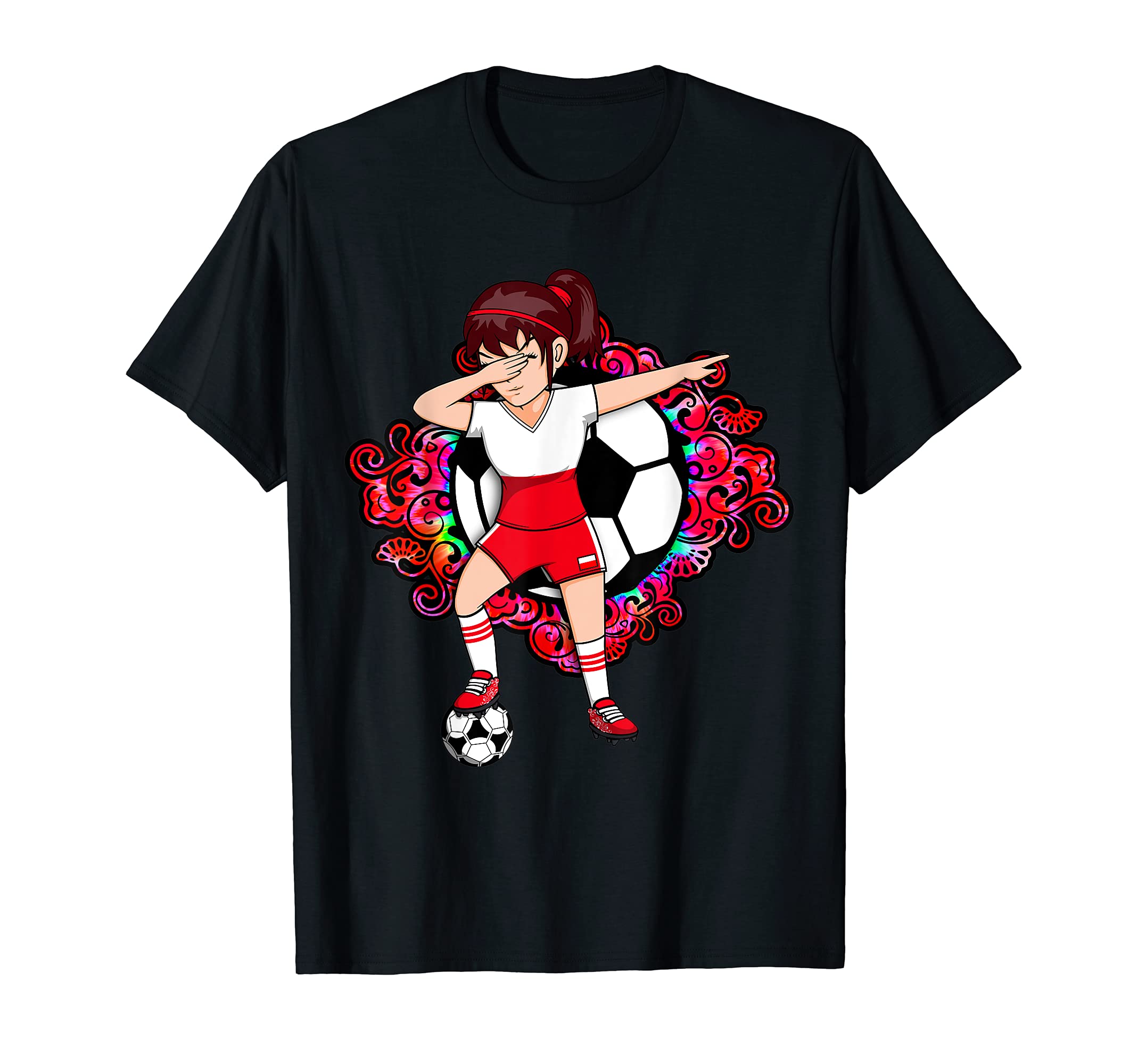 Dabbing Soccer Poland Fan Jersey Floral T-Shirt - Aesthetic Graphic Unisex - T-Shirt, Sweatshirt, Hoodie