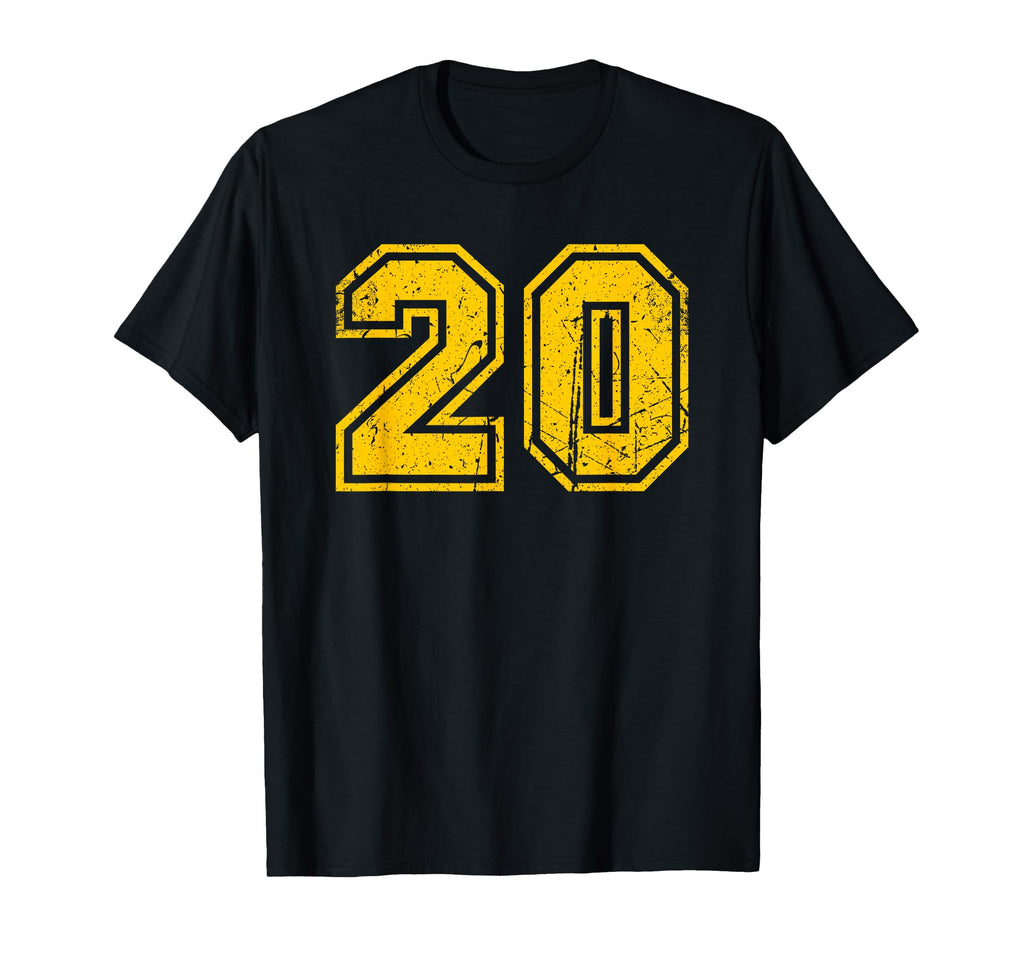 Yellow Sports Team Number 20 T-Shirt - Trendy Graphic Unisex - T-Shirt, Sweatshirt, Hoodie