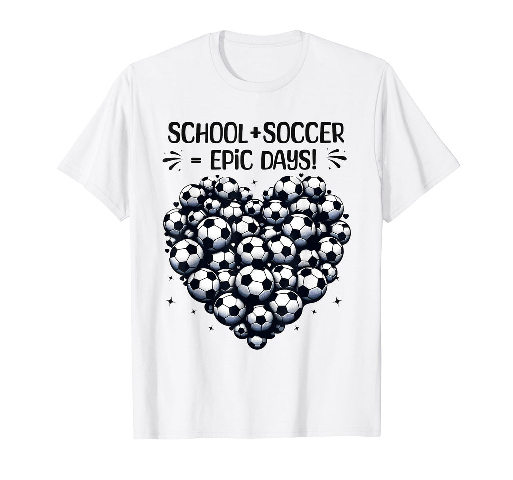 100 Days School Soccer Heart Love 100Th T-Shirt - Novelty Apparel Unisex - T-Shirt, Sweatshirt, Hoodie