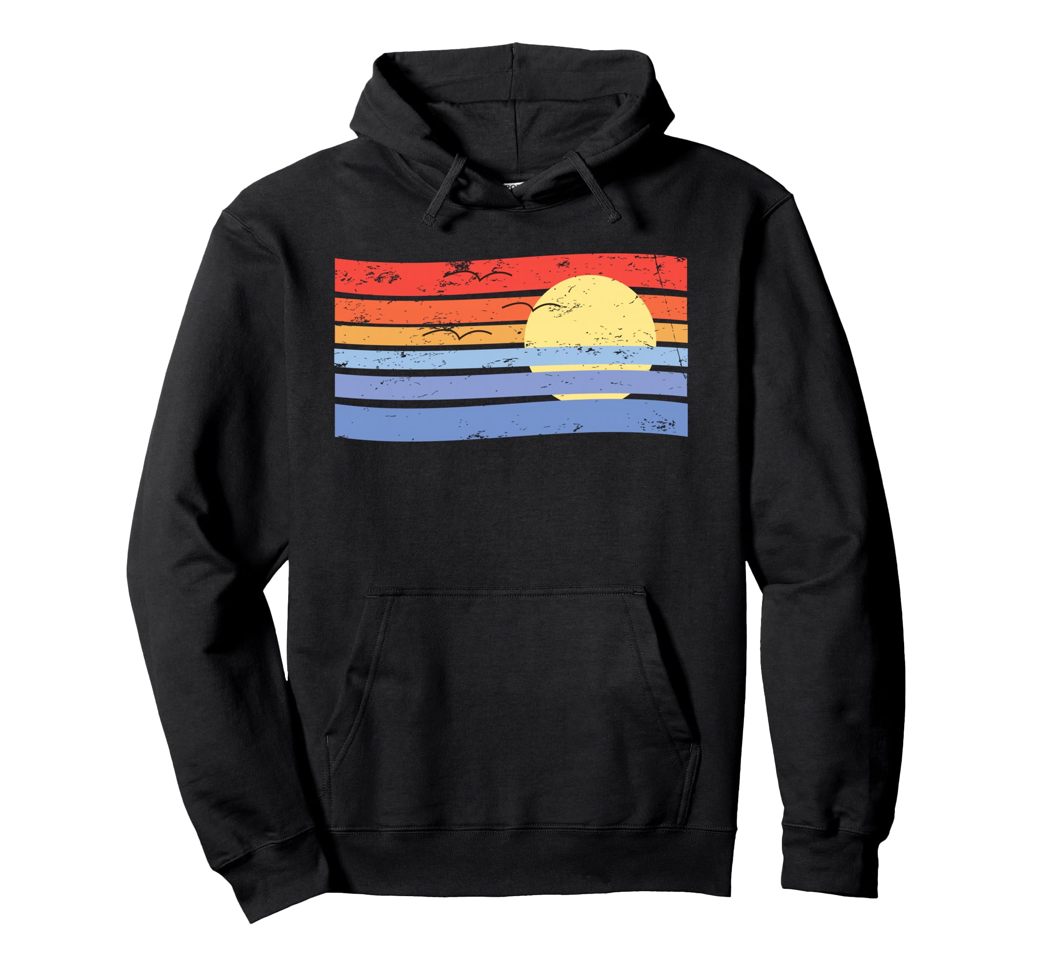 Sunset Stripes Distressed 70S Hoodie - Casual Everyday Wear Men Women - T-Shirt, Sweatshirt, Hoodie