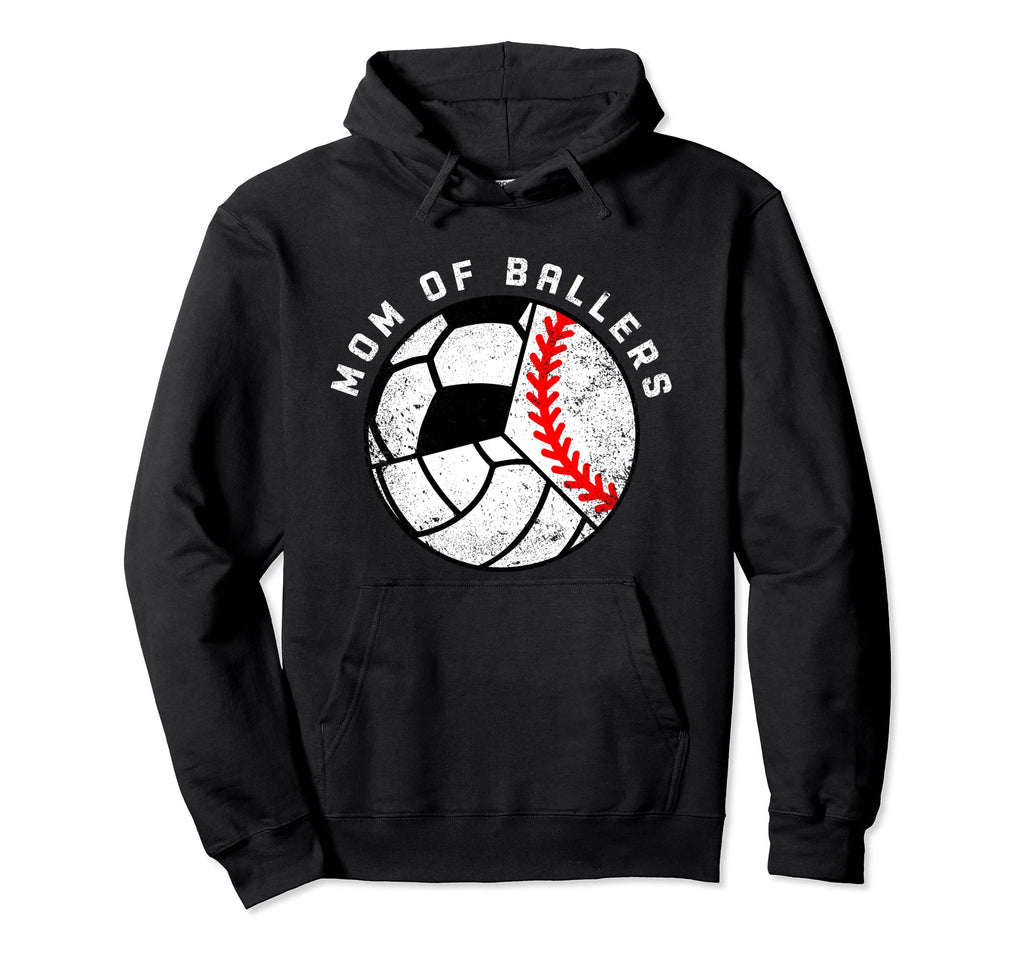 Mom Ballers Funny Baseball Hoodie - Fun Novelty Design for Adults - T-Shirt, Sweatshirt, Hoodie