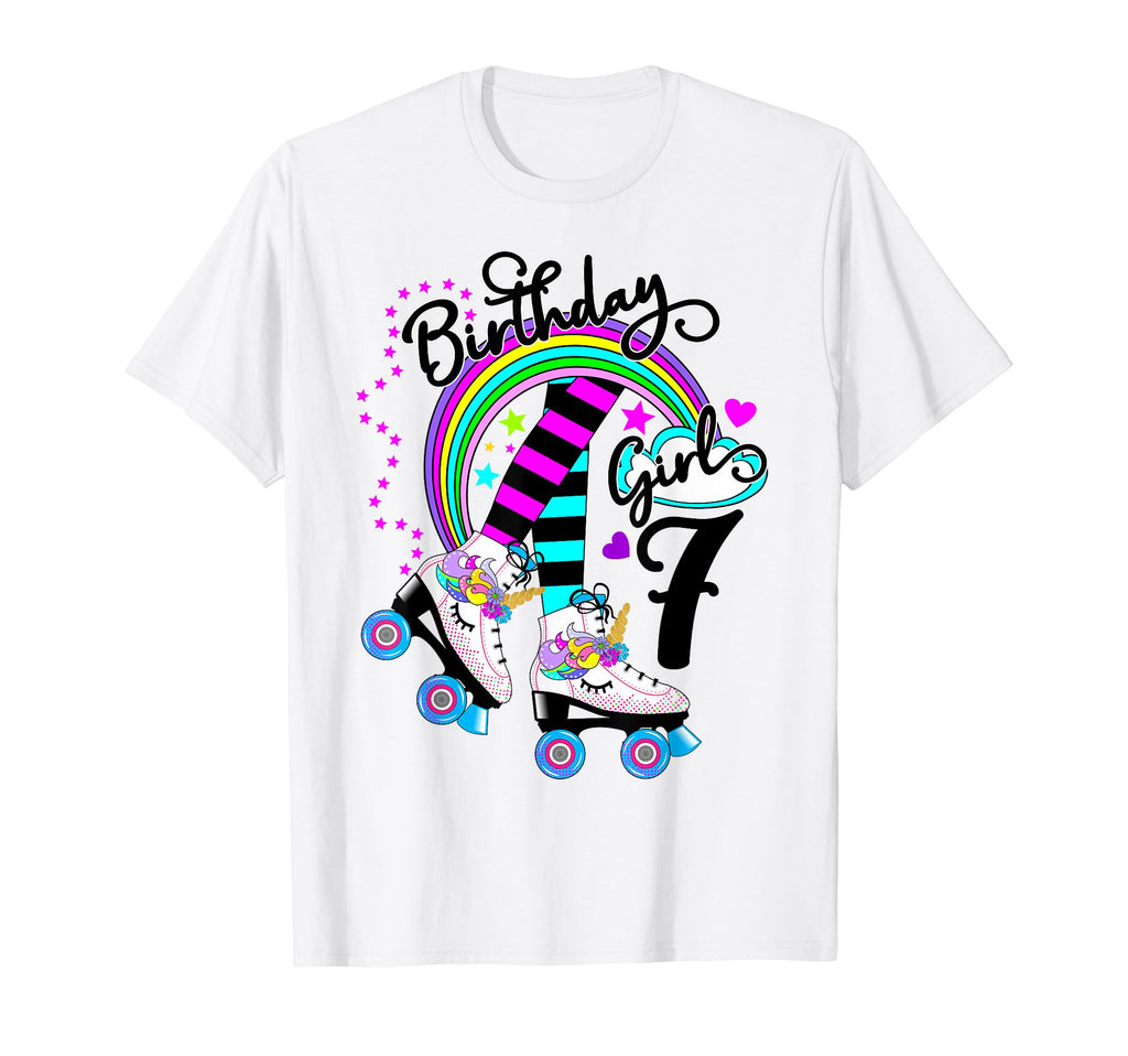 7Th Unicorn Roller Skate Birthday Party T-Shirt - Fun Novelty Design Unisex - T-Shirt, Sweatshirt, Hoodie