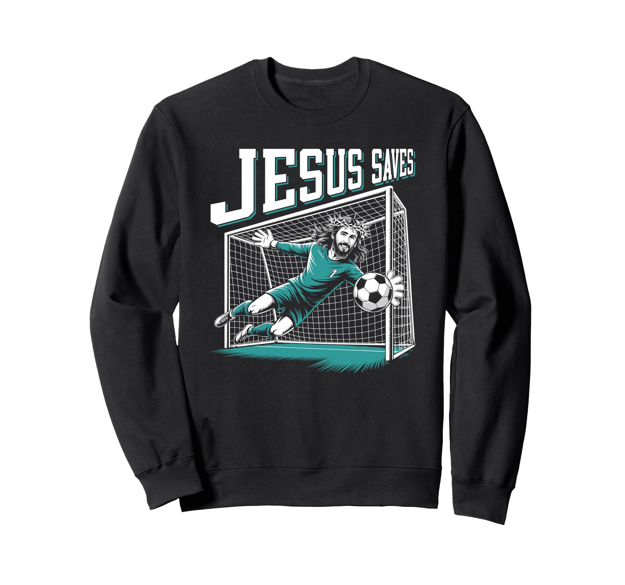 Jesus Saves Soccer Goalie Goalkeeper Sweatshirt - Minimalist Print Unisex - T-Shirt, Sweatshirt, Hoodie