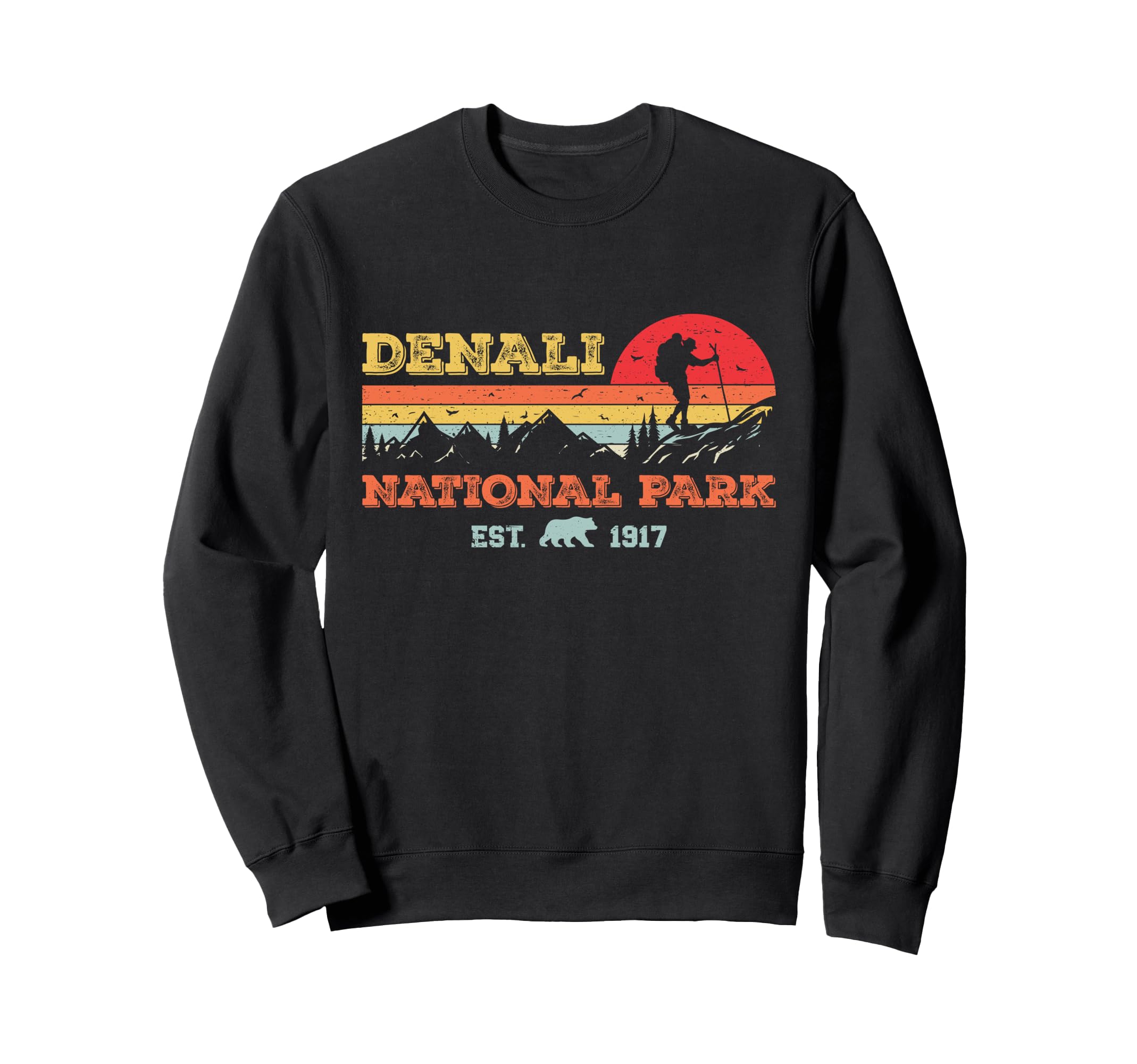 Denali Est 1917 Alaska National Park Sweatshirt - Trendy Graphic Men Women - T-Shirt, Sweatshirt, Hoodie
