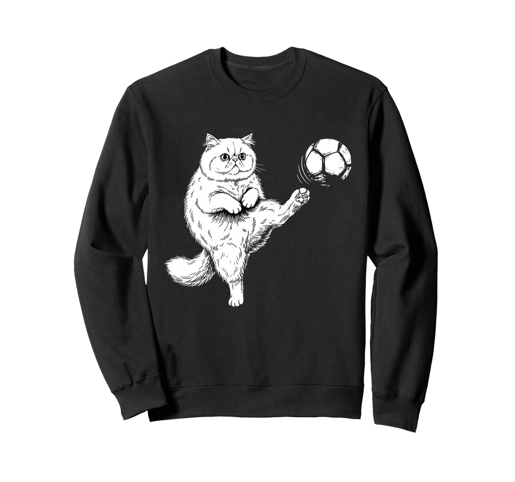 Persian Cat Playing Soccer Funny Sweatshirt - Fun Novelty Design Men Women - T-Shirt, Sweatshirt, Hoodie