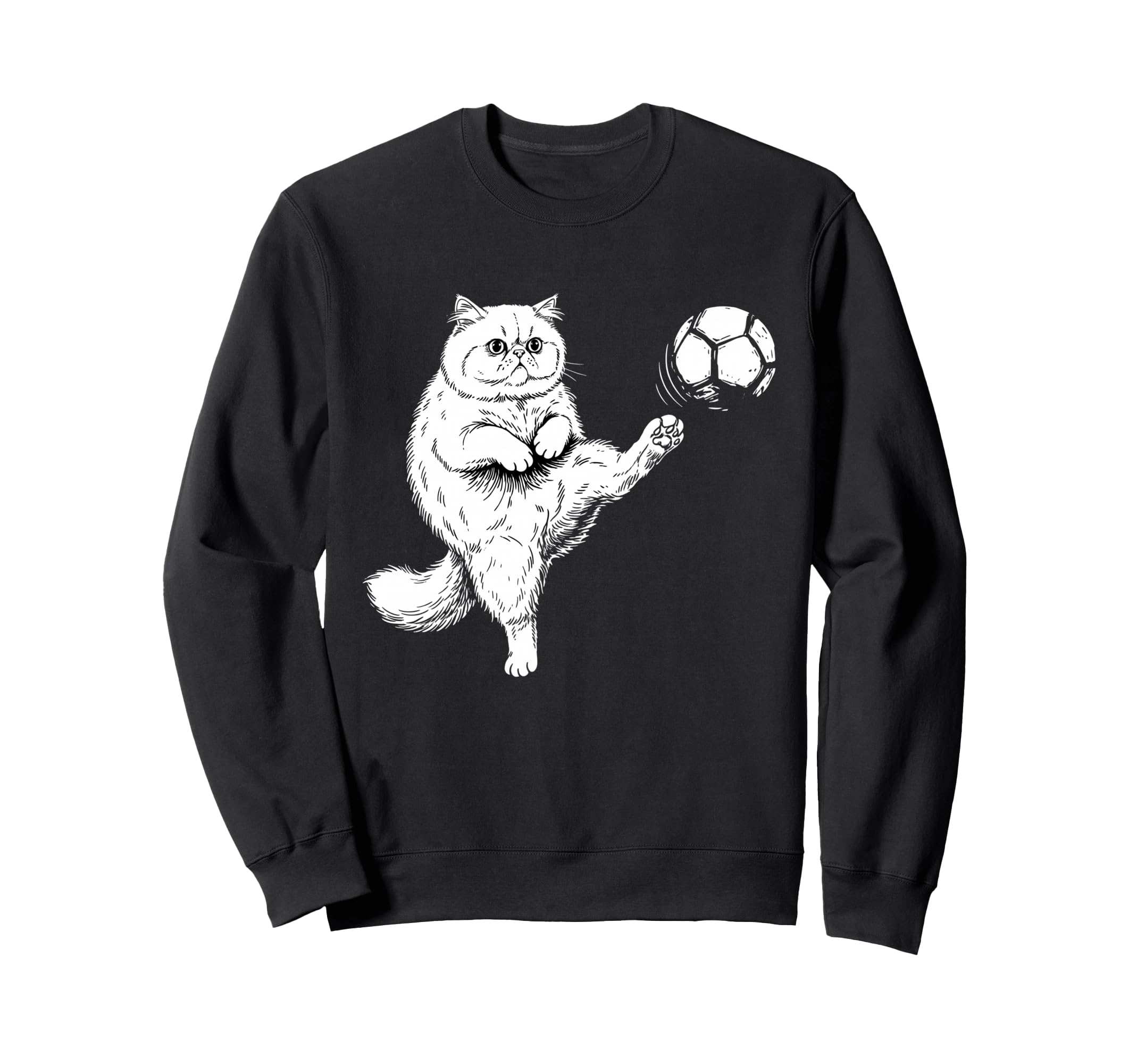 Persian Cat Playing Soccer Funny Sweatshirt - Fun Novelty Design Men Women - T-Shirt, Sweatshirt, Hoodie