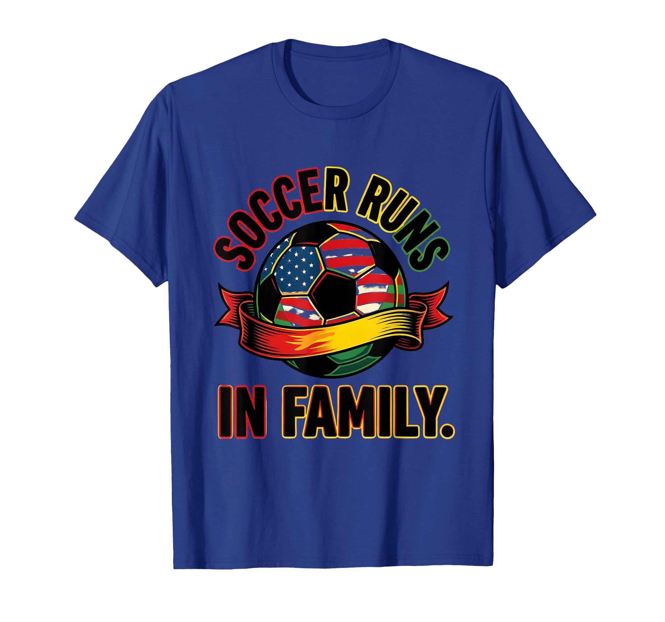 Soccer Runs Family American Flag T-Shirt - Fun Novelty Design Unisex - T-Shirt, Sweatshirt, Hoodie