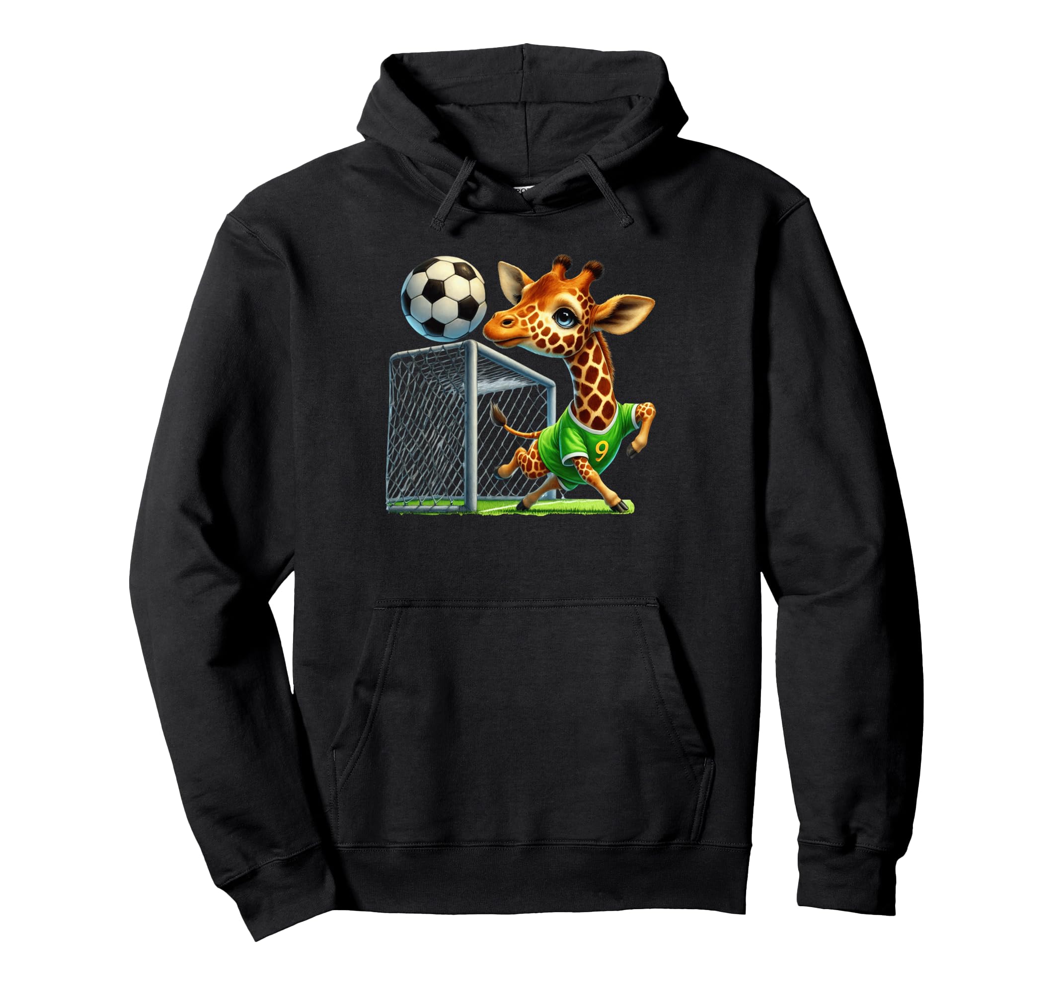 Giraffe Soccer Player Kicking Ball Hoodie - Aesthetic Graphic Unisex - T-Shirt, Sweatshirt, Hoodie