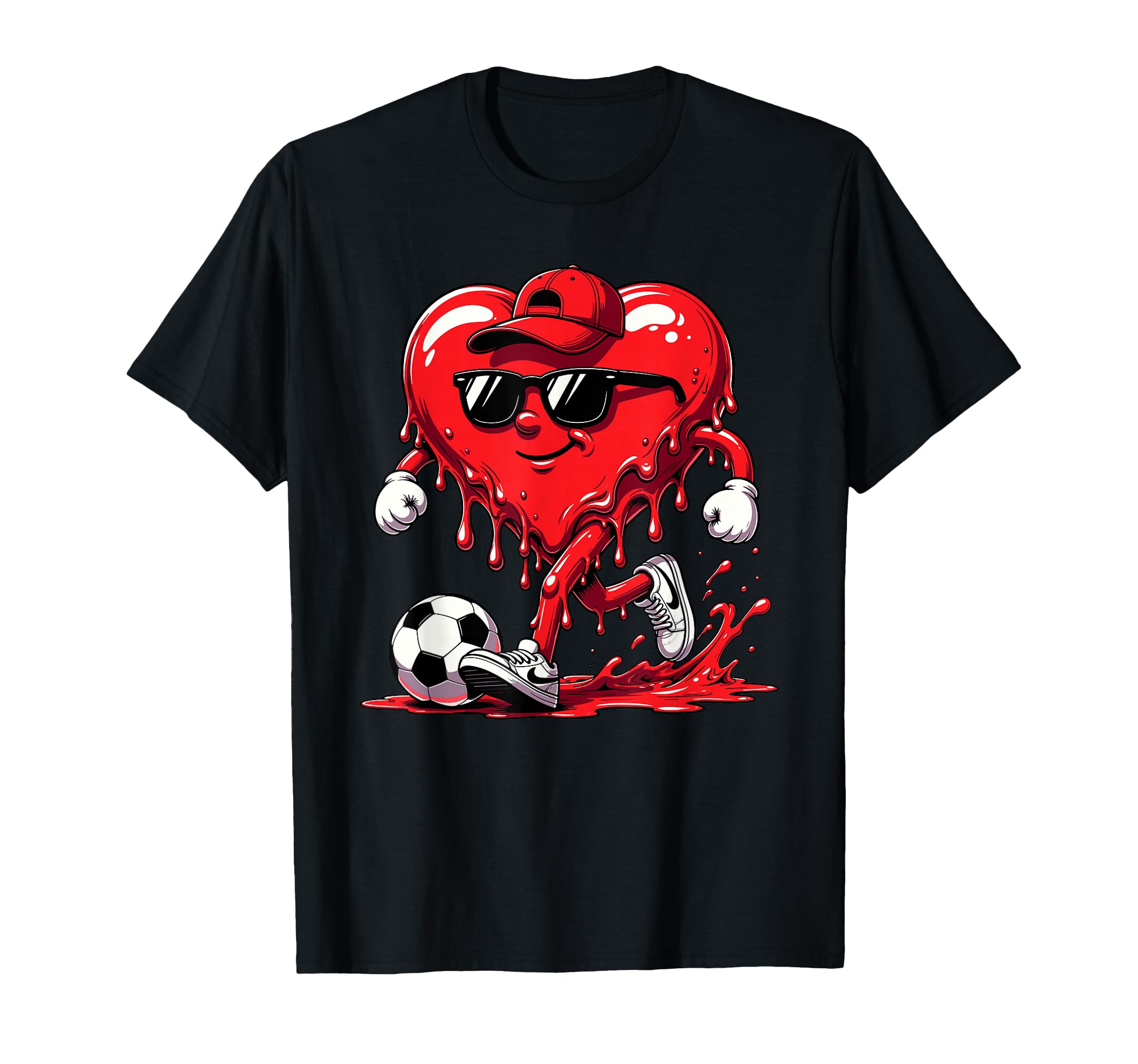 Valentine Soccer Heart Drip Sport T-Shirt - Fun Novelty Design Men Women - T-Shirt, Sweatshirt, Hoodie