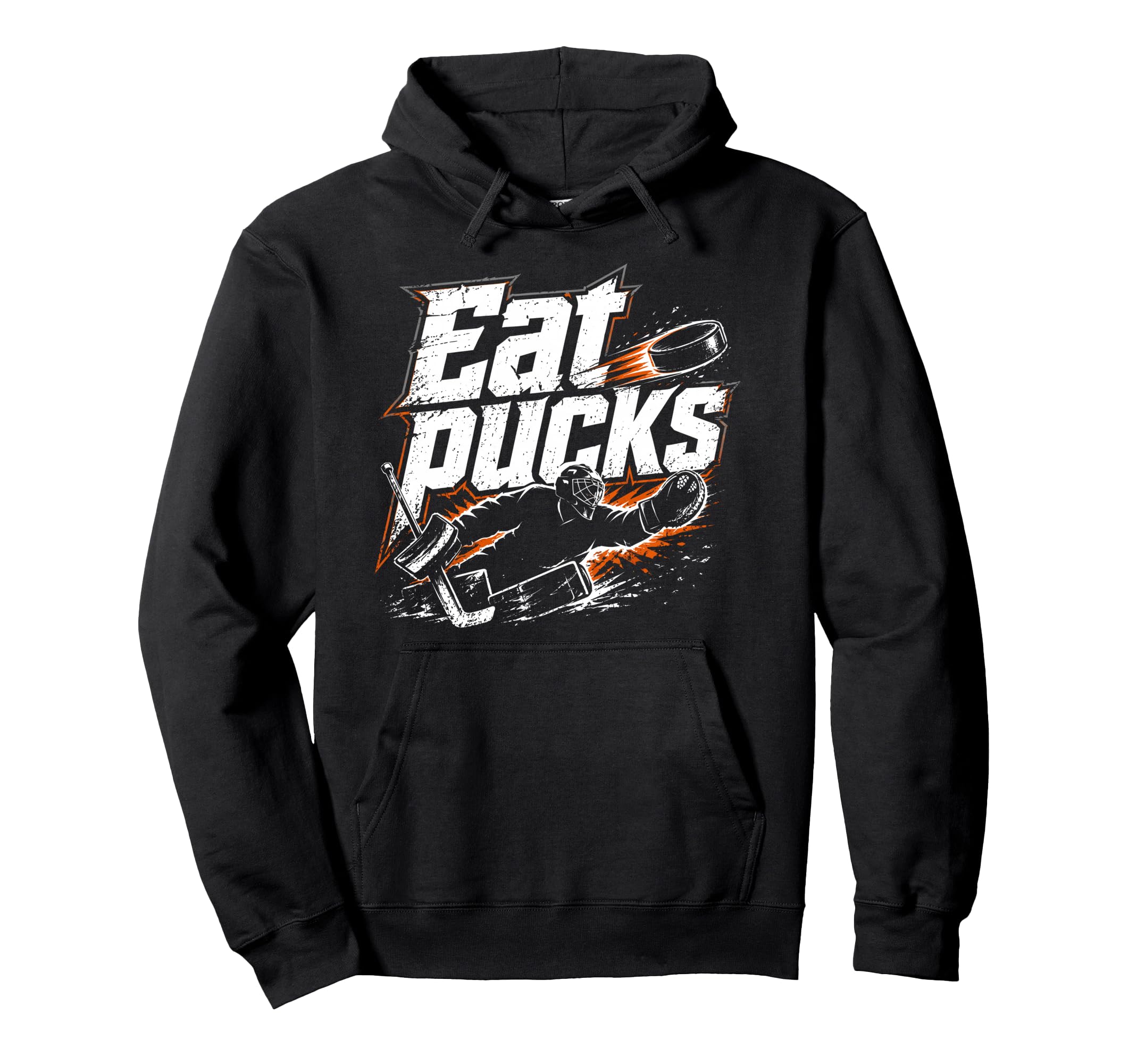 Ice Hockey Goalkeeper Pucks Goalie Hoodie - Unique Graphic for Adults - T-Shirt, Sweatshirt, Hoodie