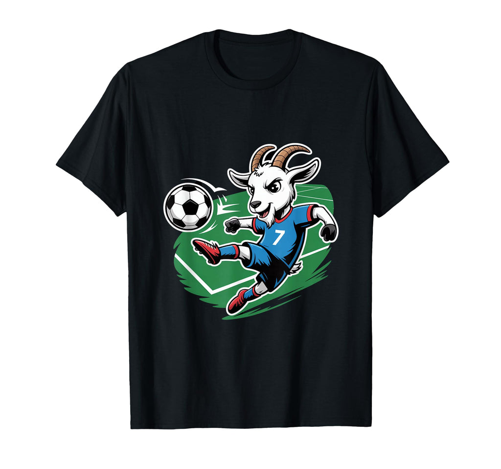 Football Goat Striker Number 7 Kicking T-Shirt - Graphic Print Unisex - T-Shirt, Sweatshirt, Hoodie
