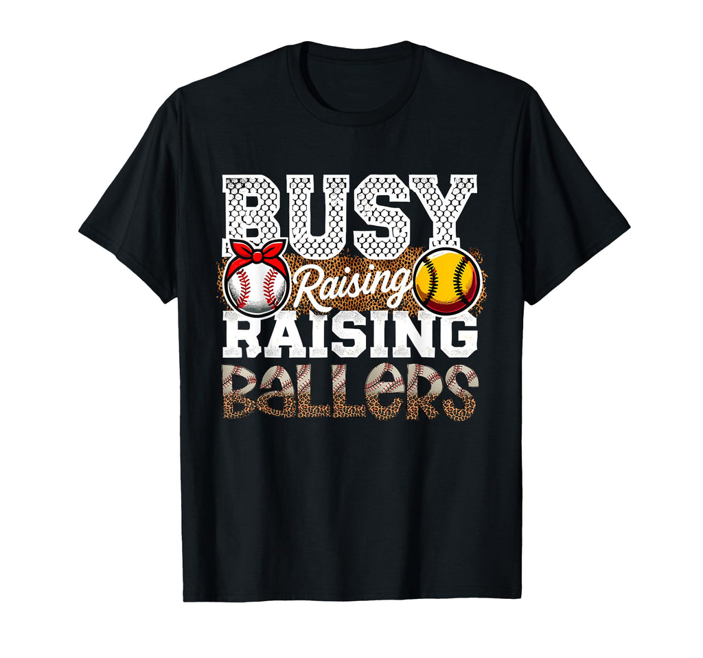 Busy Raising Ballers Leopard Softball T-Shirt - Custom Art Print Unisex - T-Shirt, Sweatshirt, Hoodie