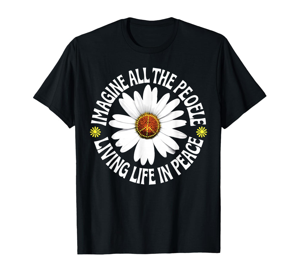 Peace Flower Imagine All People Boho T-Shirt - Trendy Graphic for Adults - T-Shirt, Sweatshirt, Hoodie